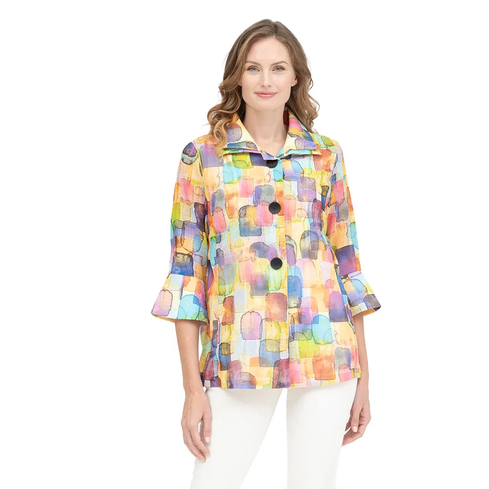 Damee Modern Watercolor Art Inspired Pastel-Print Jacket - 4889
