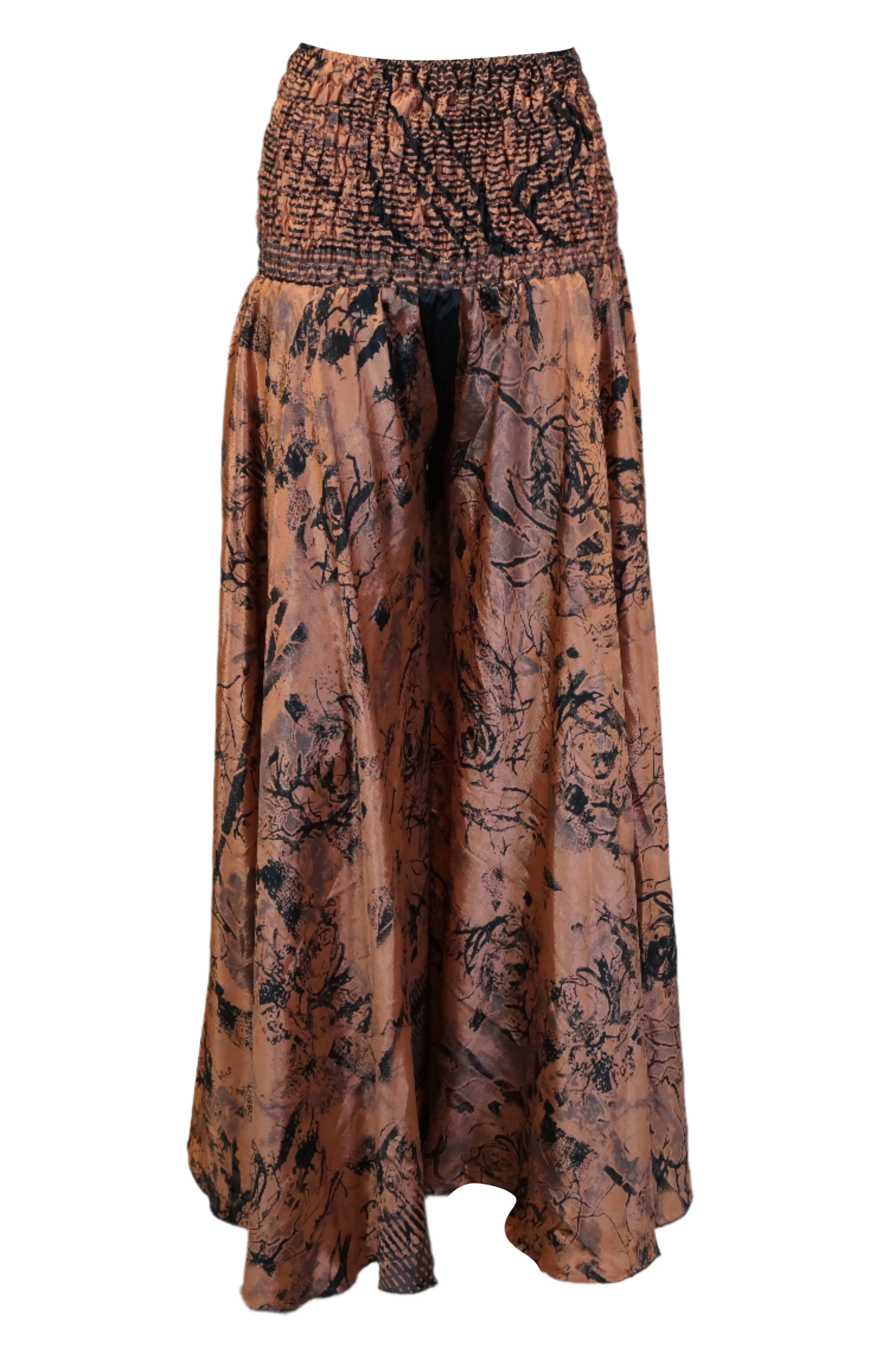 Ethereal Creamy Peach Boho Palazzo  Handmade Flowy Wide-Leg Pants for Style SM