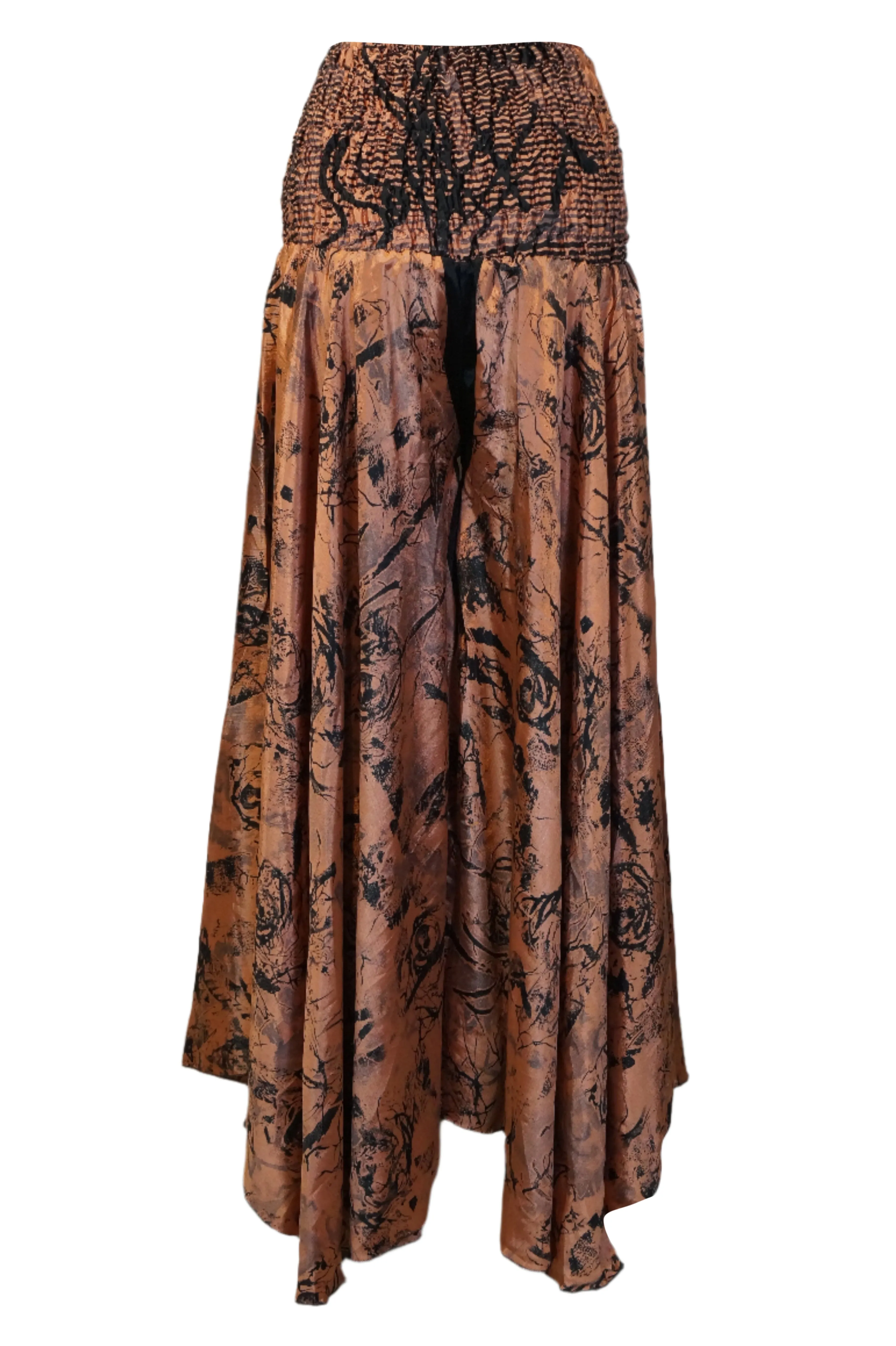 Ethereal Creamy Peach Boho Palazzo  Handmade Flowy Wide-Leg Pants for Style SM