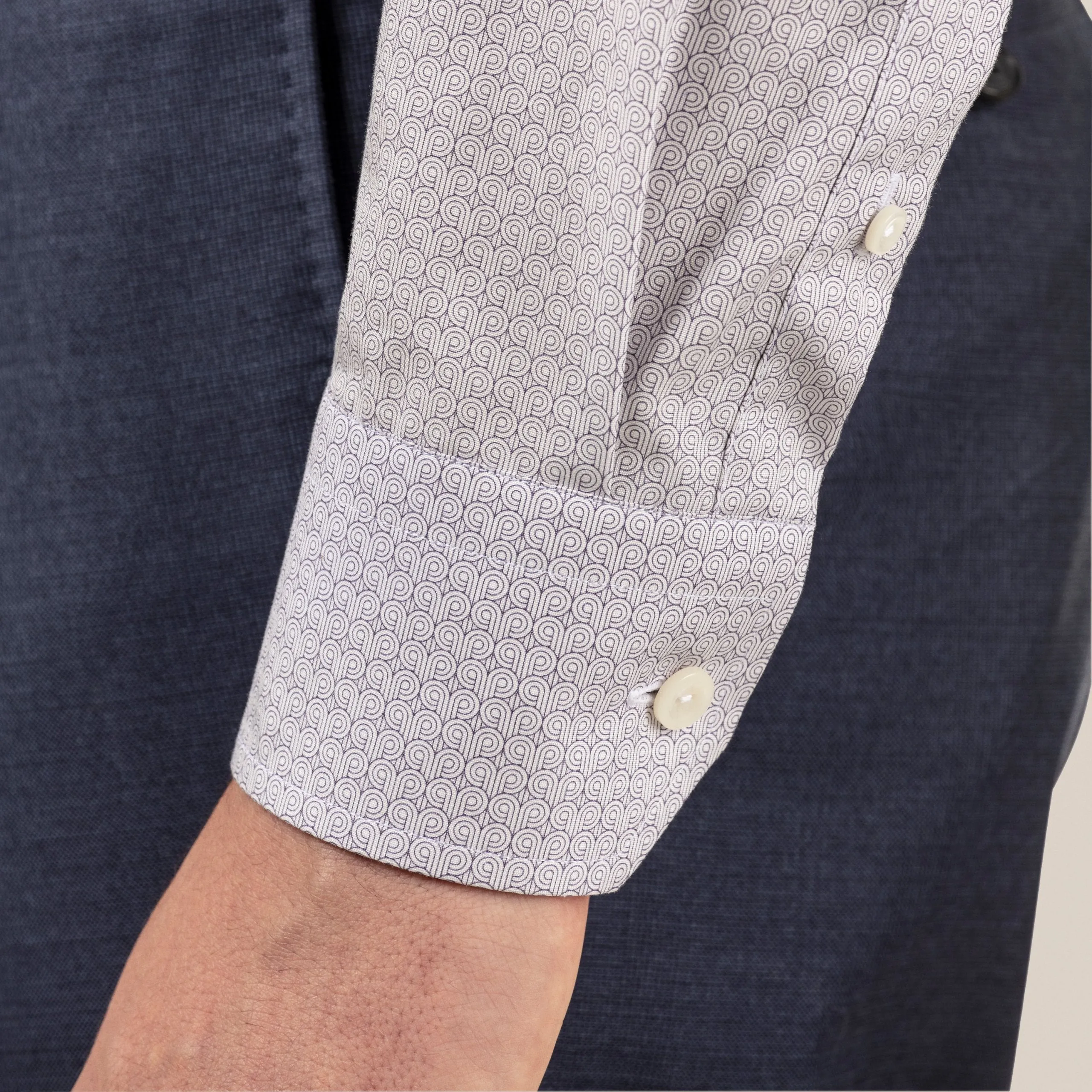 Eton Slim Fit Blue art deco print poplin shirt