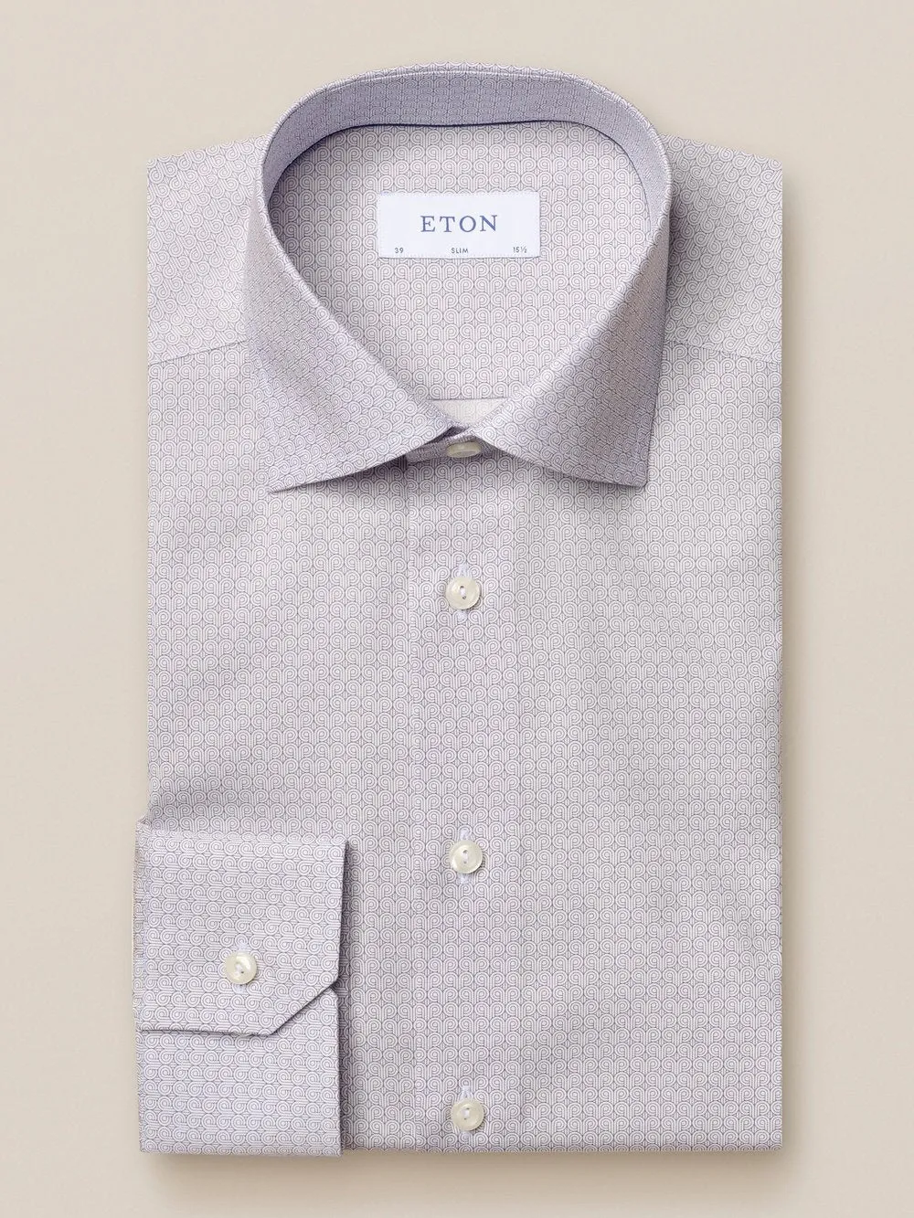 Eton Slim Fit Blue art deco print poplin shirt