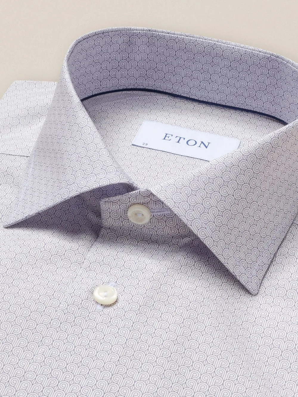 Eton Slim Fit Blue art deco print poplin shirt