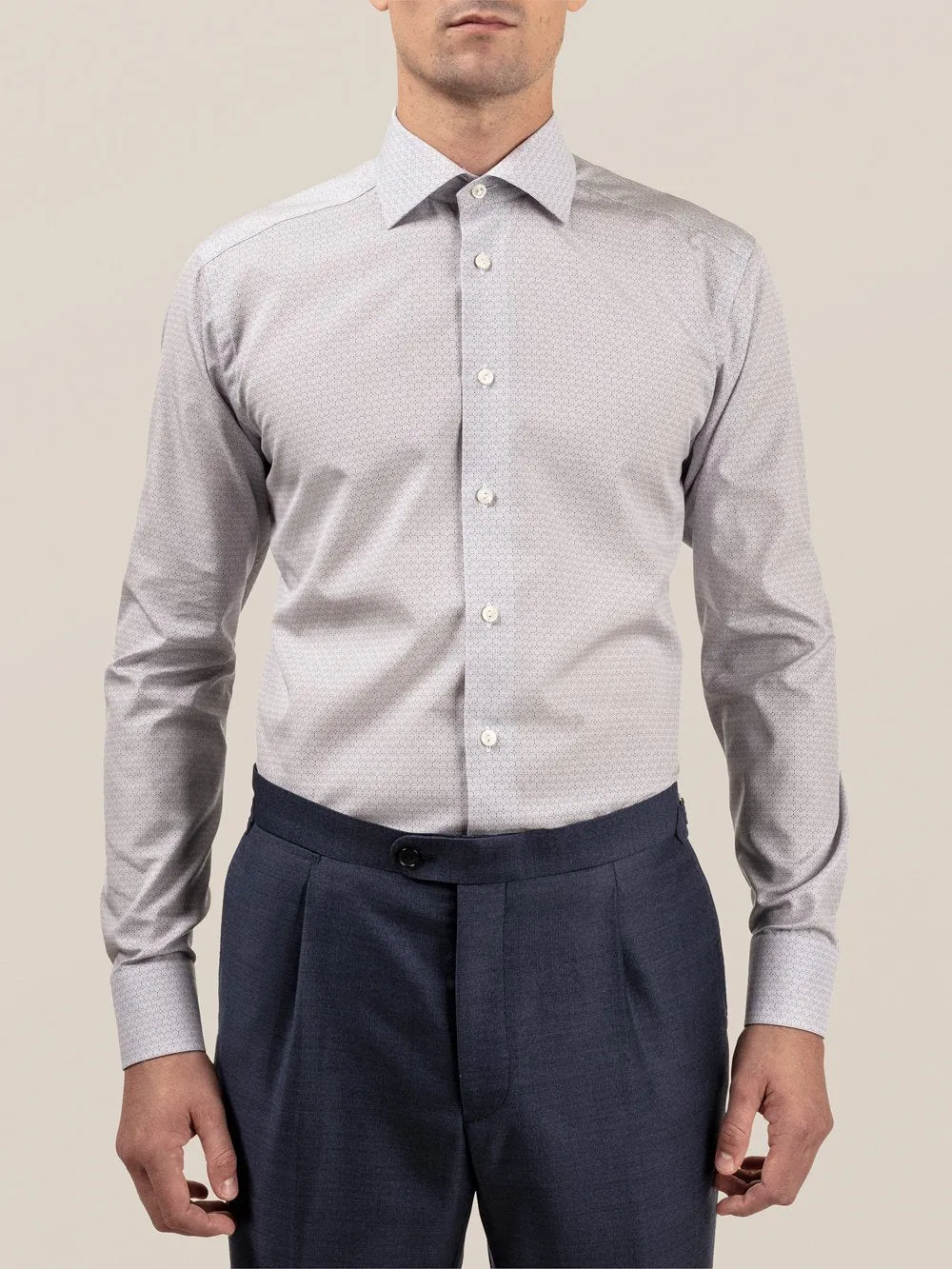 Eton Slim Fit Blue art deco print poplin shirt