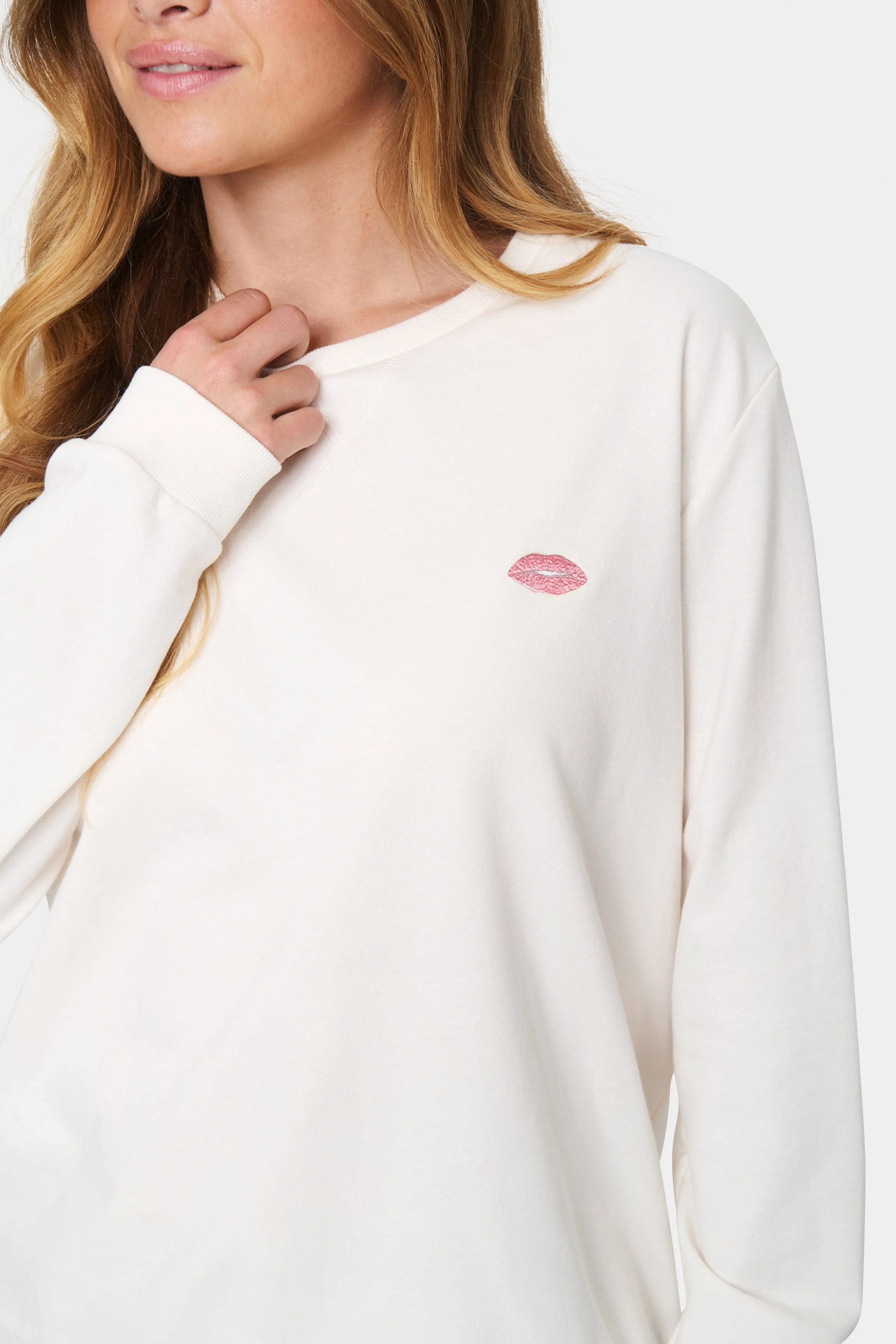 Fanile Embroidered Detail Sweatshirt - Ice