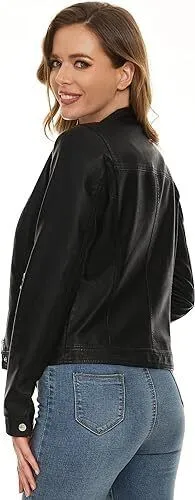 Fera Sheepskin Leather Biker Jacket Black for Women