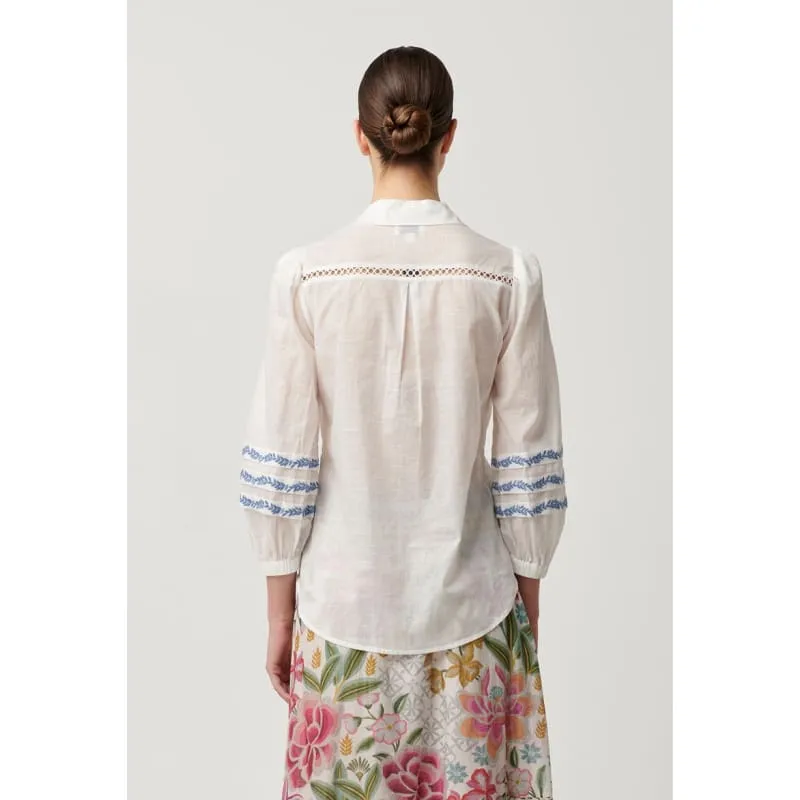 Fleurine Embroidered Cotton Slub Shirt | Milk