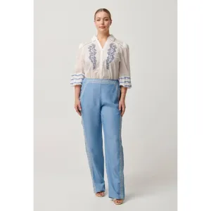 Fleurine Embroidered Cotton Slub Shirt | Milk