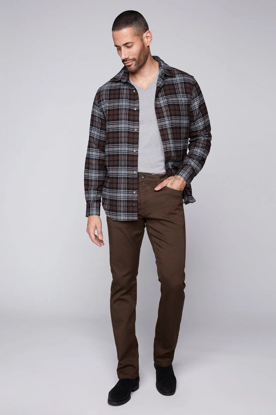 FRANKIE (3035 Series) - 5 Pocket Straight Fit French Terry - Dark Olive