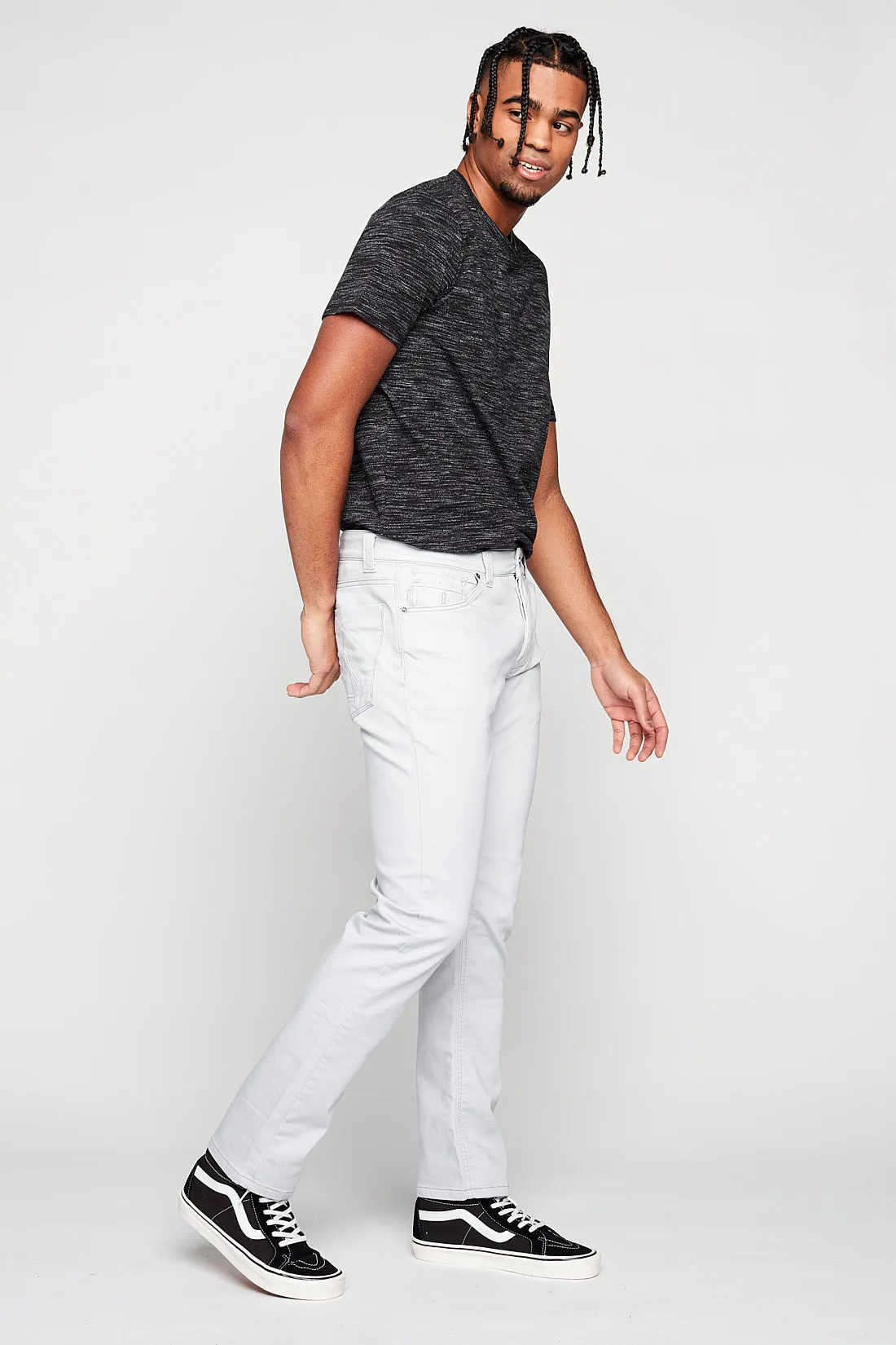 FRANKIE (3035 Series) - 5 Pocket Straight Fit French Terry - Frost Blue