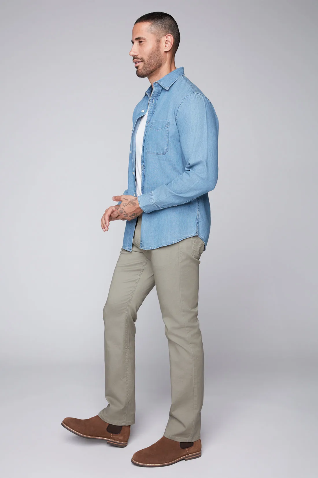 FRANKIE (3035 Series) - 5 Pocket Straight Fit French Terry - Light Olive