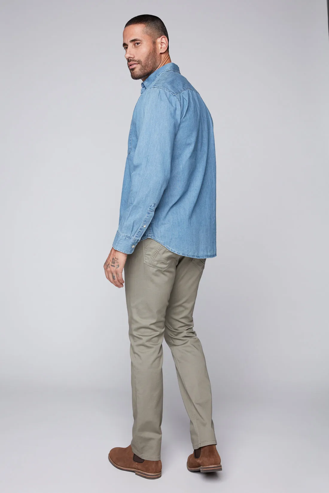 FRANKIE (3035 Series) - 5 Pocket Straight Fit French Terry - Light Olive