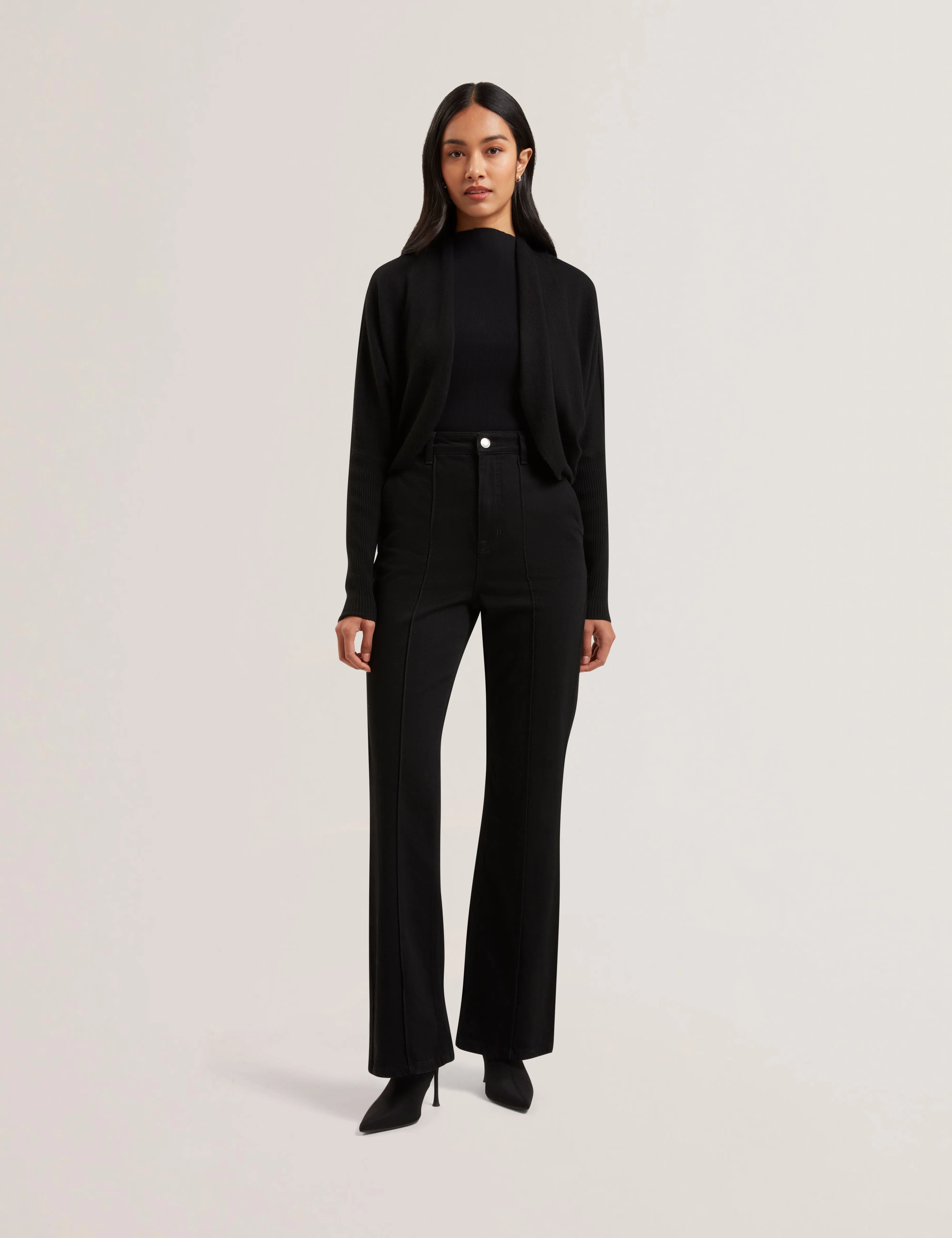 Gabrlaa Circular Knit Cropped Shrug Cardigan Black