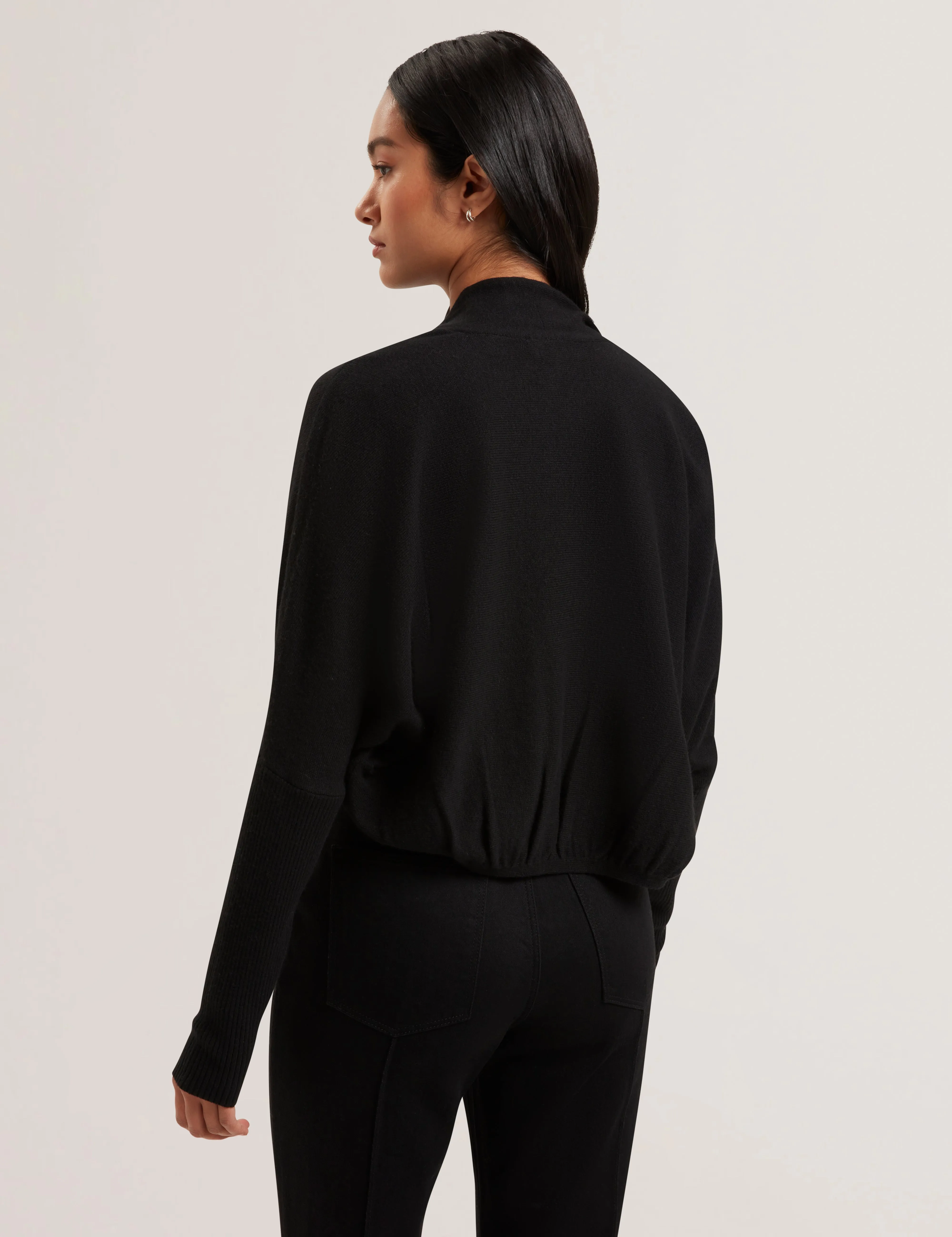 Gabrlaa Circular Knit Cropped Shrug Cardigan Black