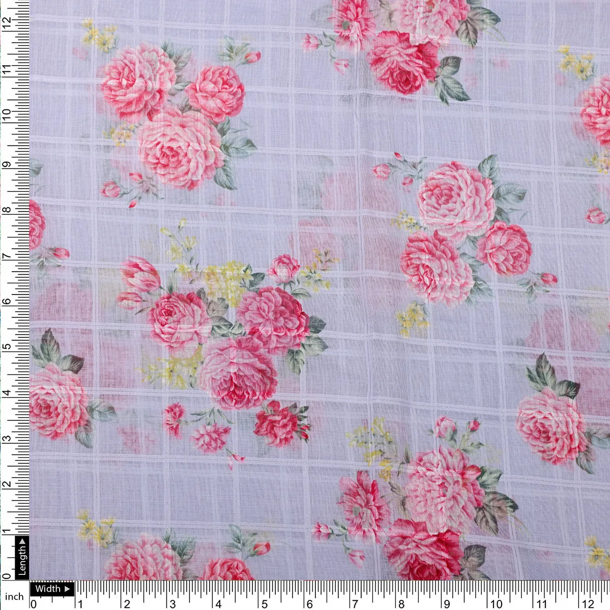 Gorgeous Floral Linen Fabric in a Vibrant Bunch of Flowers