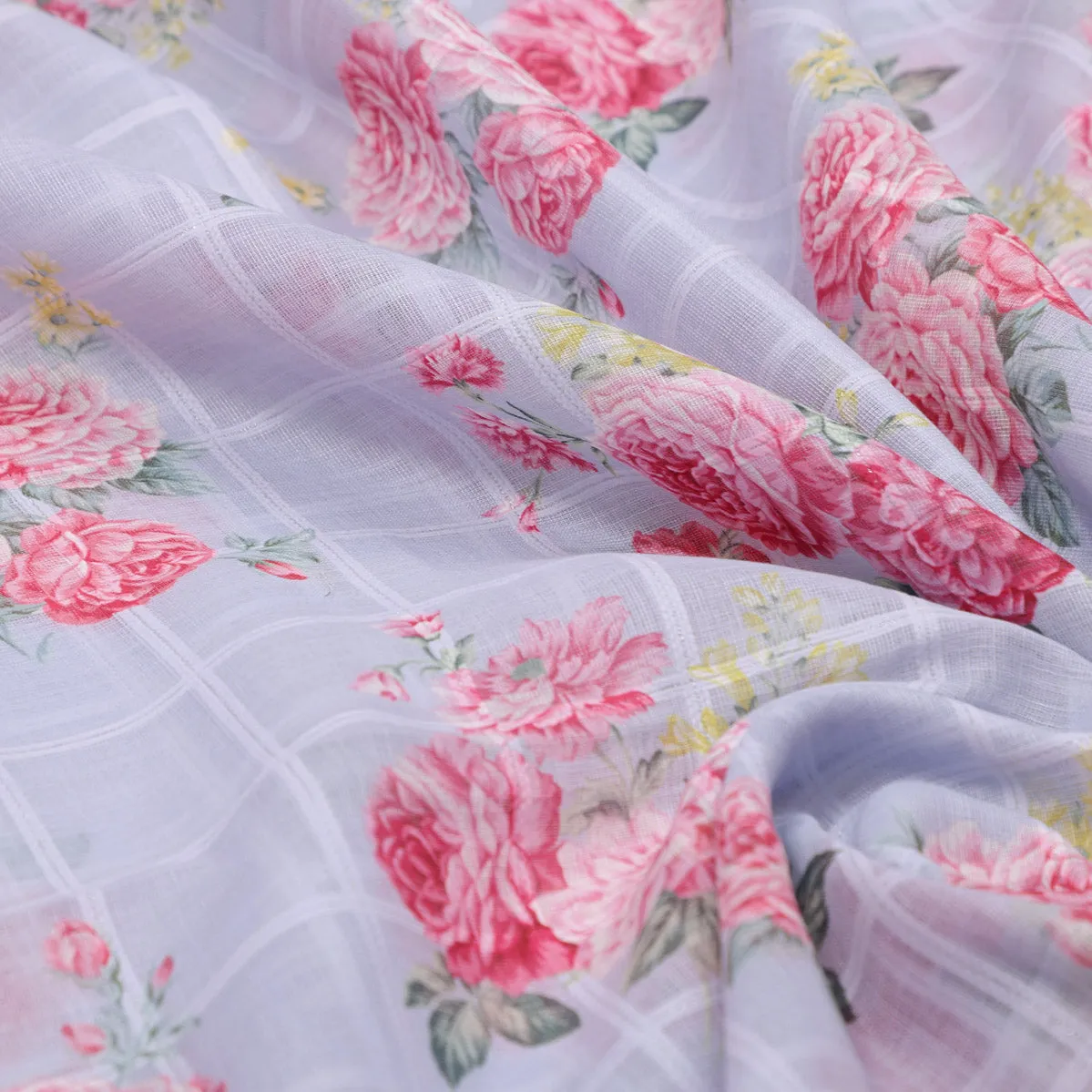 Gorgeous Floral Linen Fabric in a Vibrant Bunch of Flowers