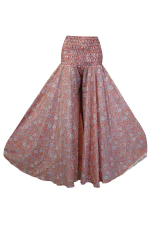 Handmade Blush Pink Boho Floral Palazzo Pants – Graceful, Airy & Chic SM