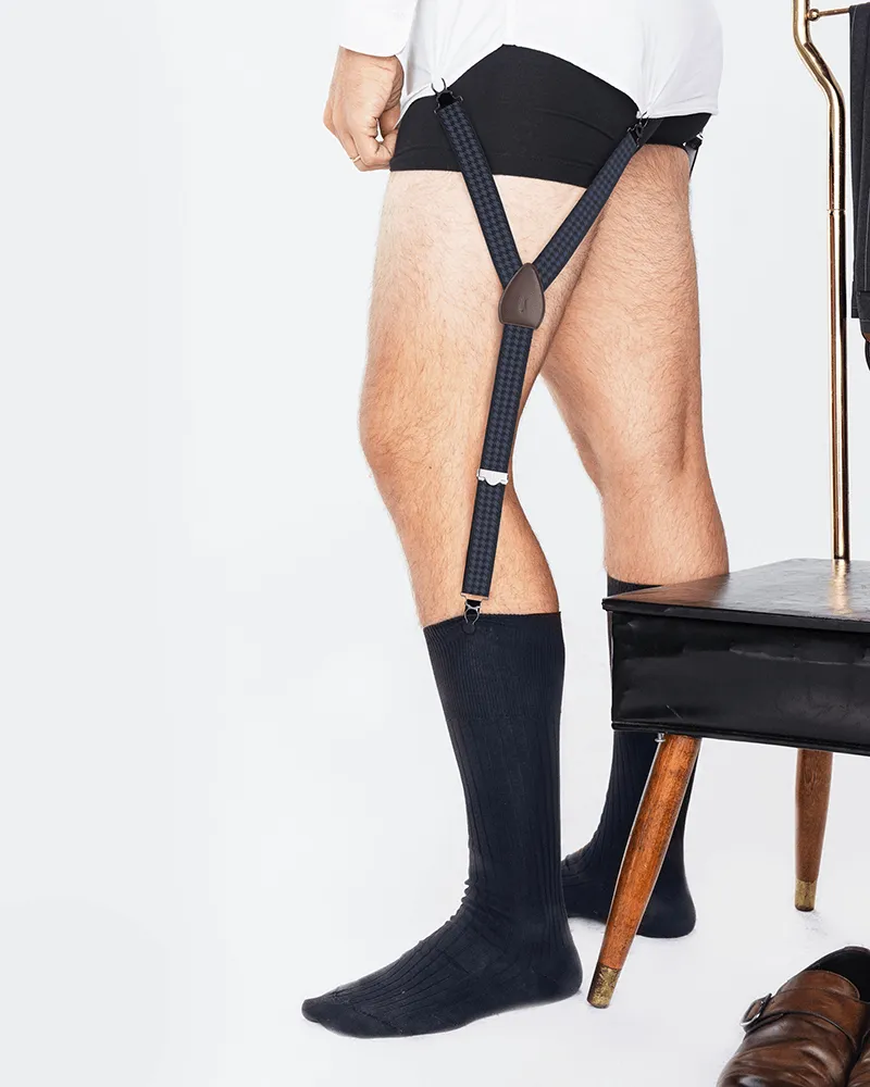 Houndstooth Navy Shirttail Garters