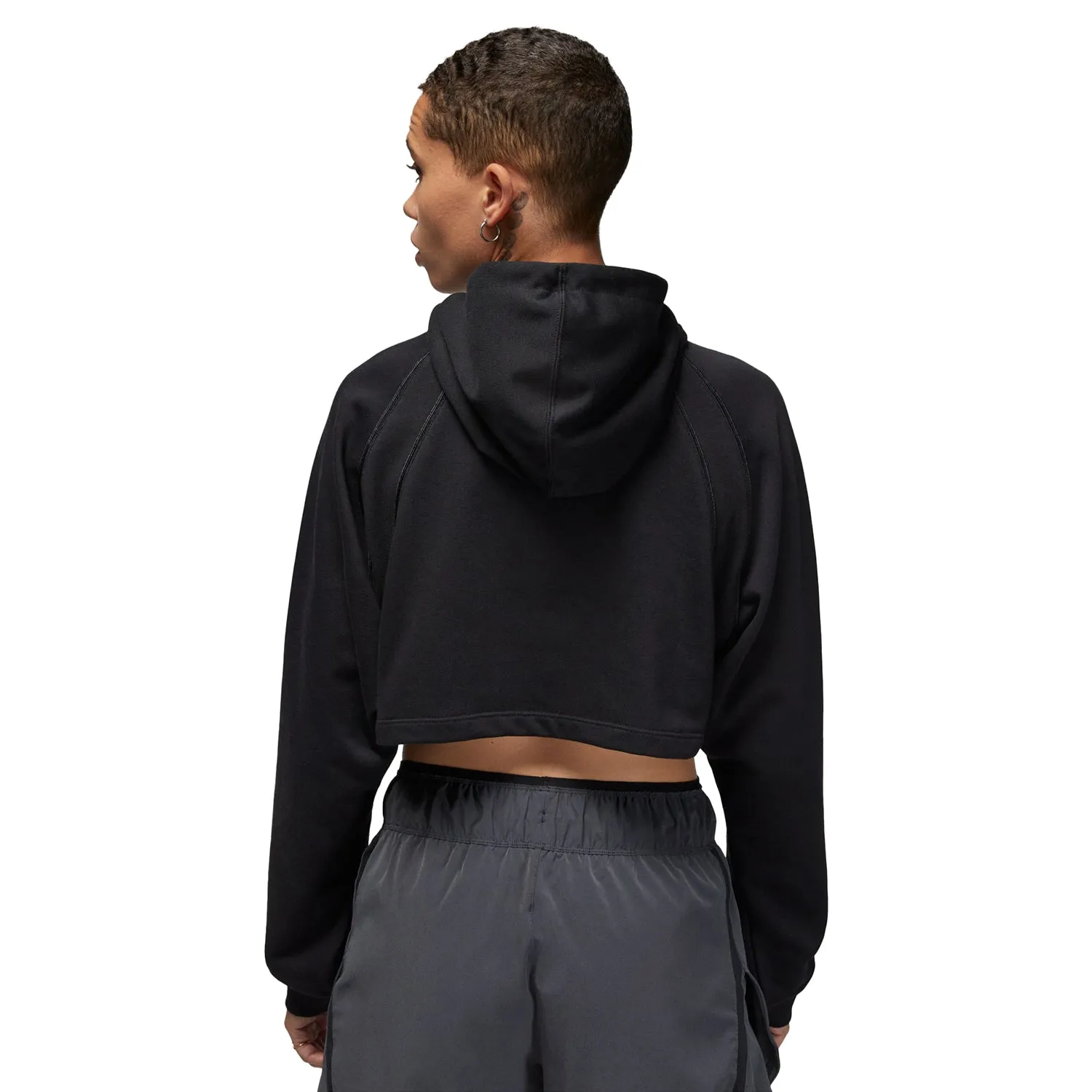 Jordan Crop Pullover Fleece Women's Hoodie Black-Stealth