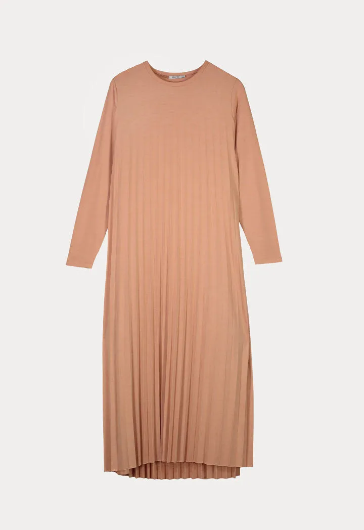 Knitted Multi Pleated Solid Dress