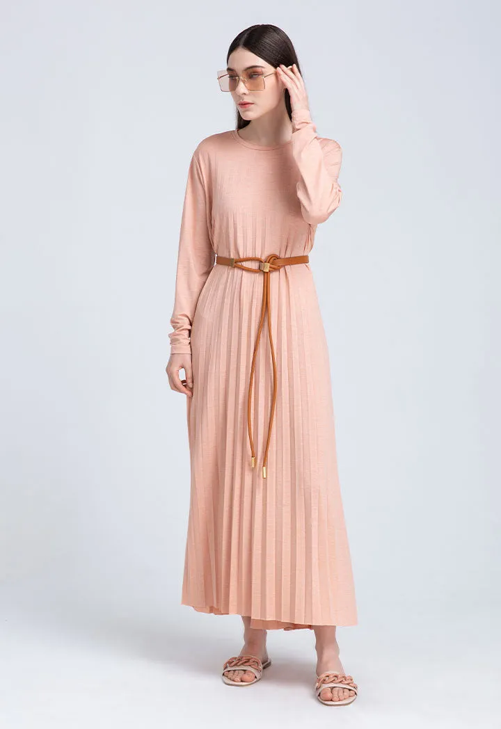 Knitted Multi Pleated Solid Dress