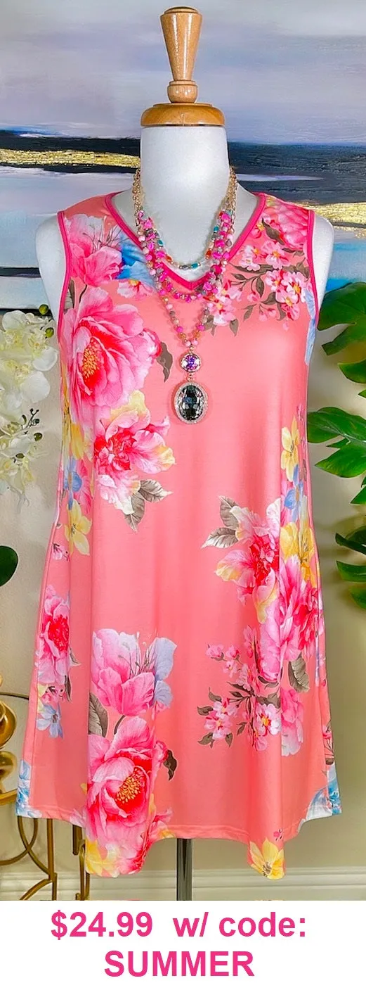 Light Pink Floral Sleeveless Dress