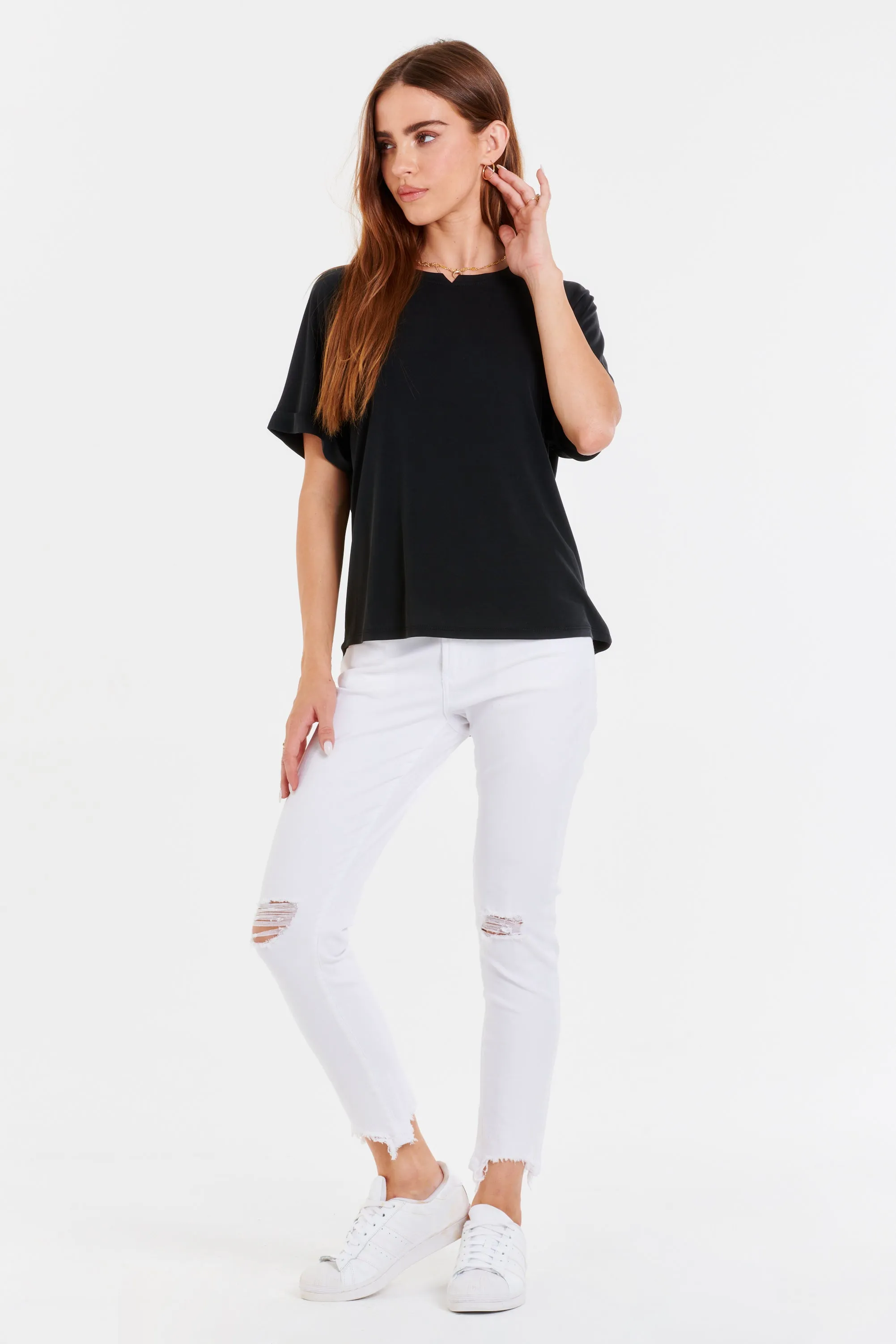 MAGGIE MODAL TOP BLACK