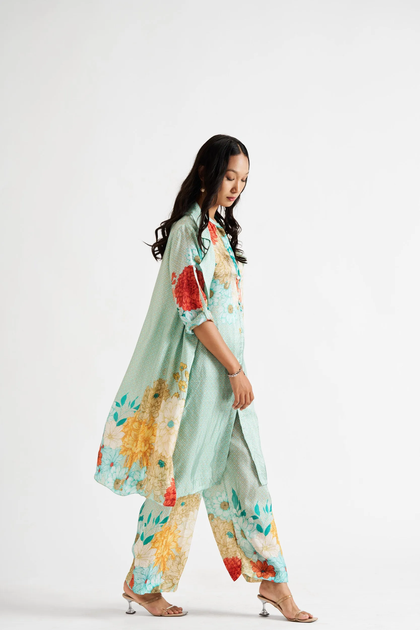 Mauly - Light Green Kurta Jacket Set