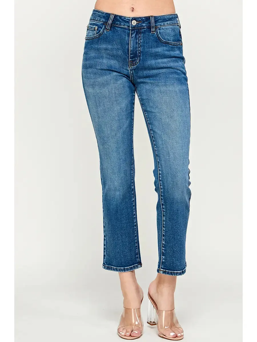 Medium Rise Straight Fit Jeans
