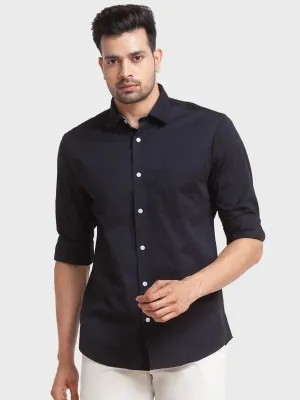 Men Black Tailored Fit Solid Cotton Full Sleeve Shirts