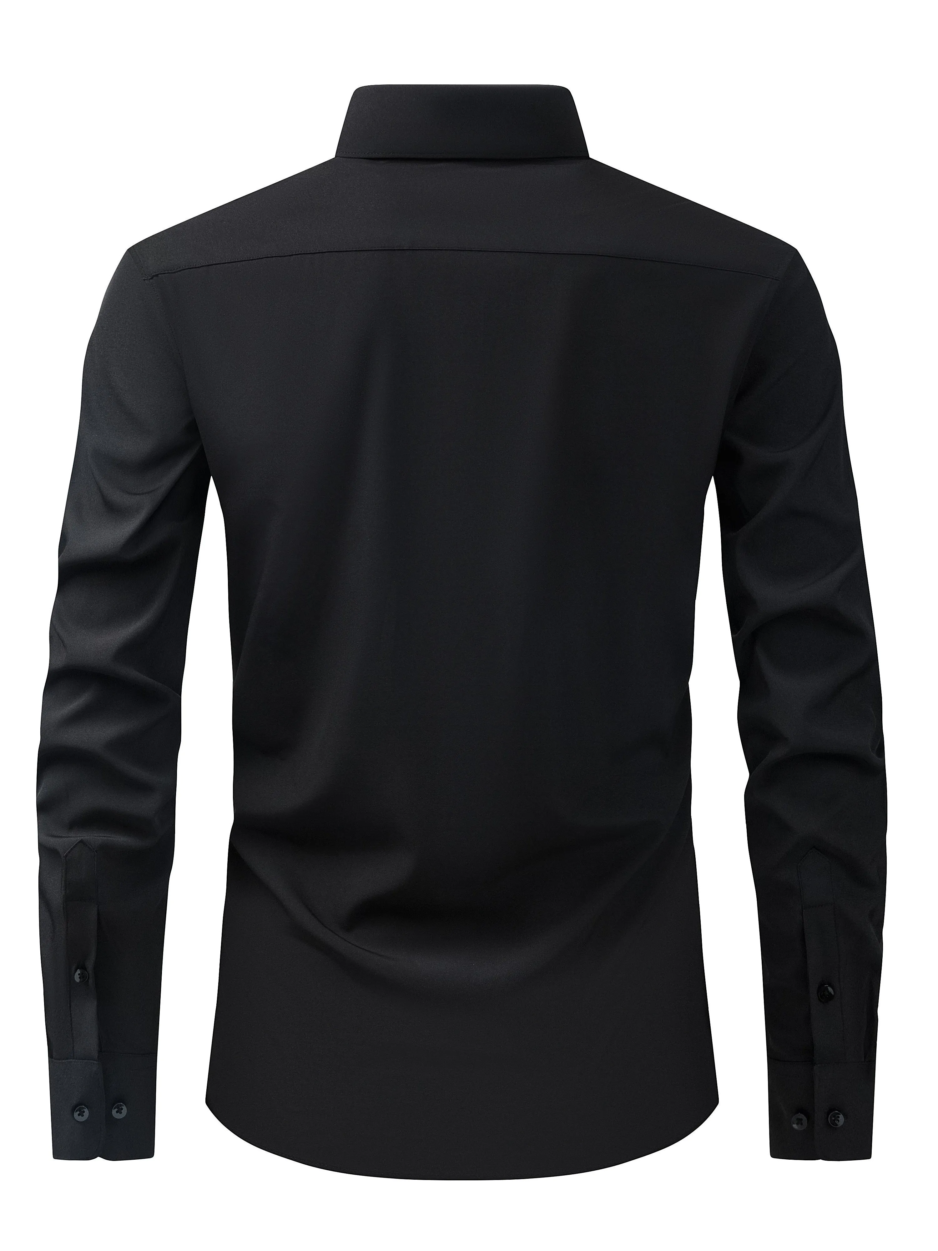Men's Solid Color Long Sleeve Casual Button Up Shirt