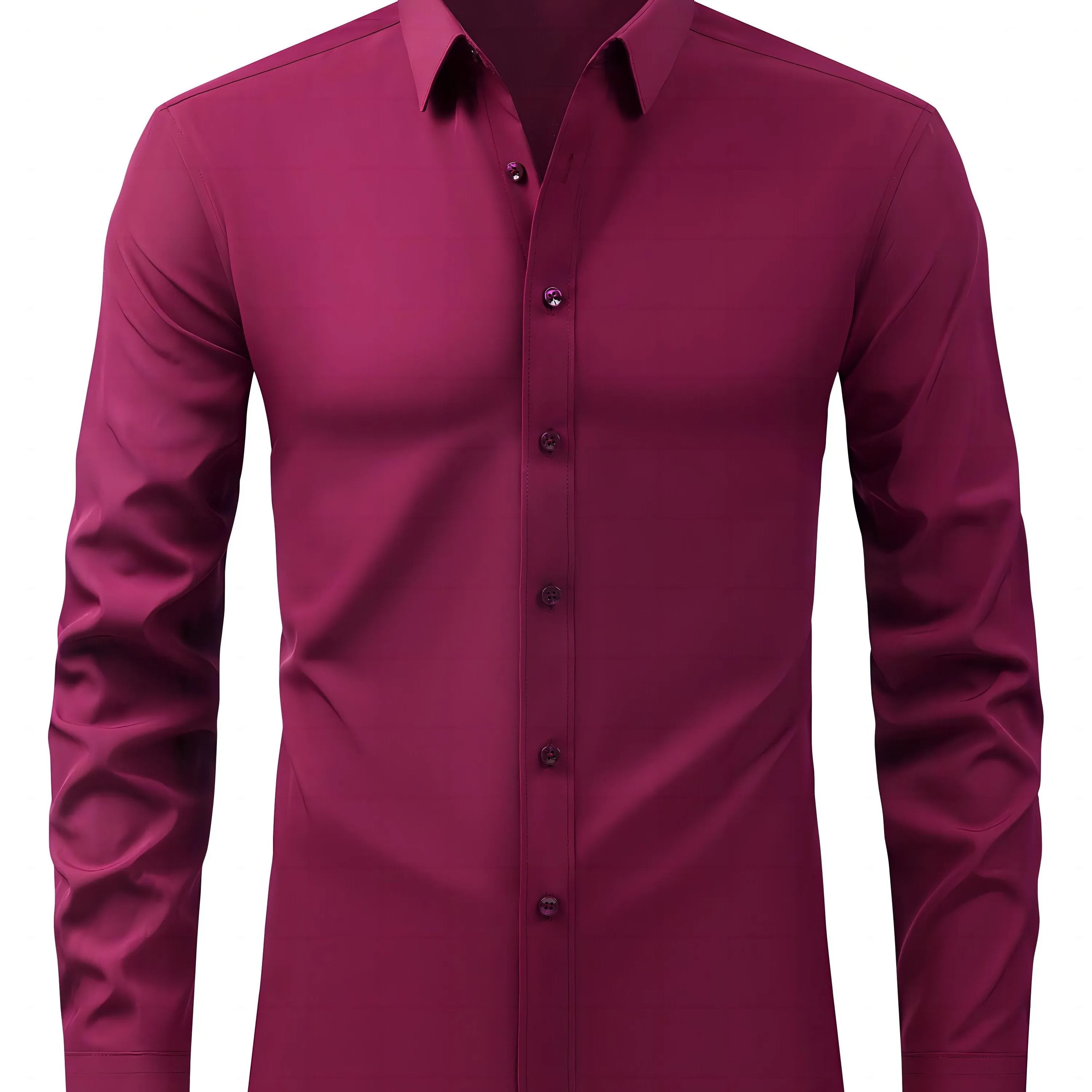 Men's Solid Color Long Sleeve Casual Button Up Shirt