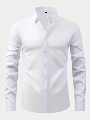Men's Solid Color Long Sleeve Casual Button Up Shirt