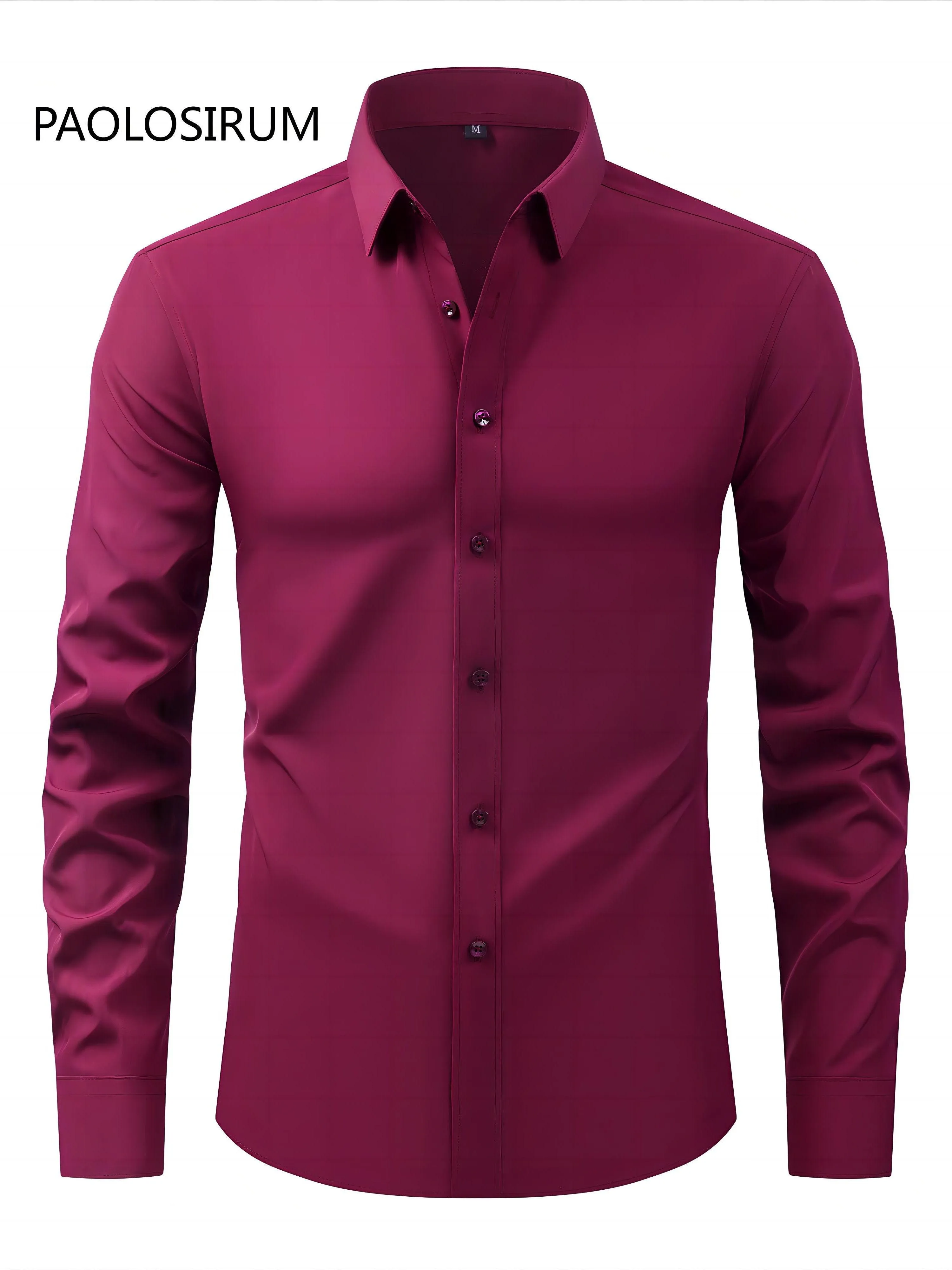 Men's Solid Color Long Sleeve Casual Button Up Shirt