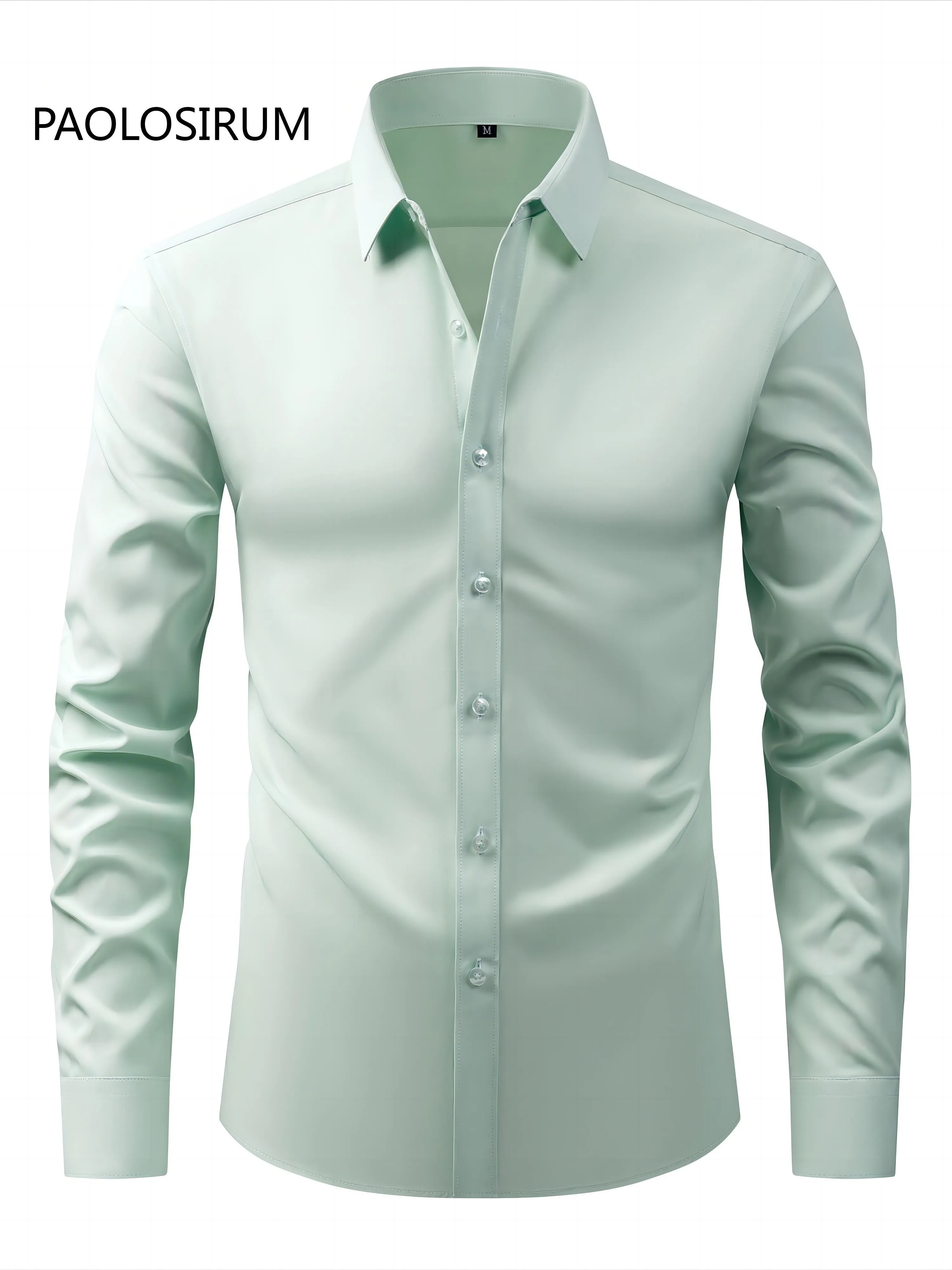 Men's Solid Color Long Sleeve Casual Button Up Shirt