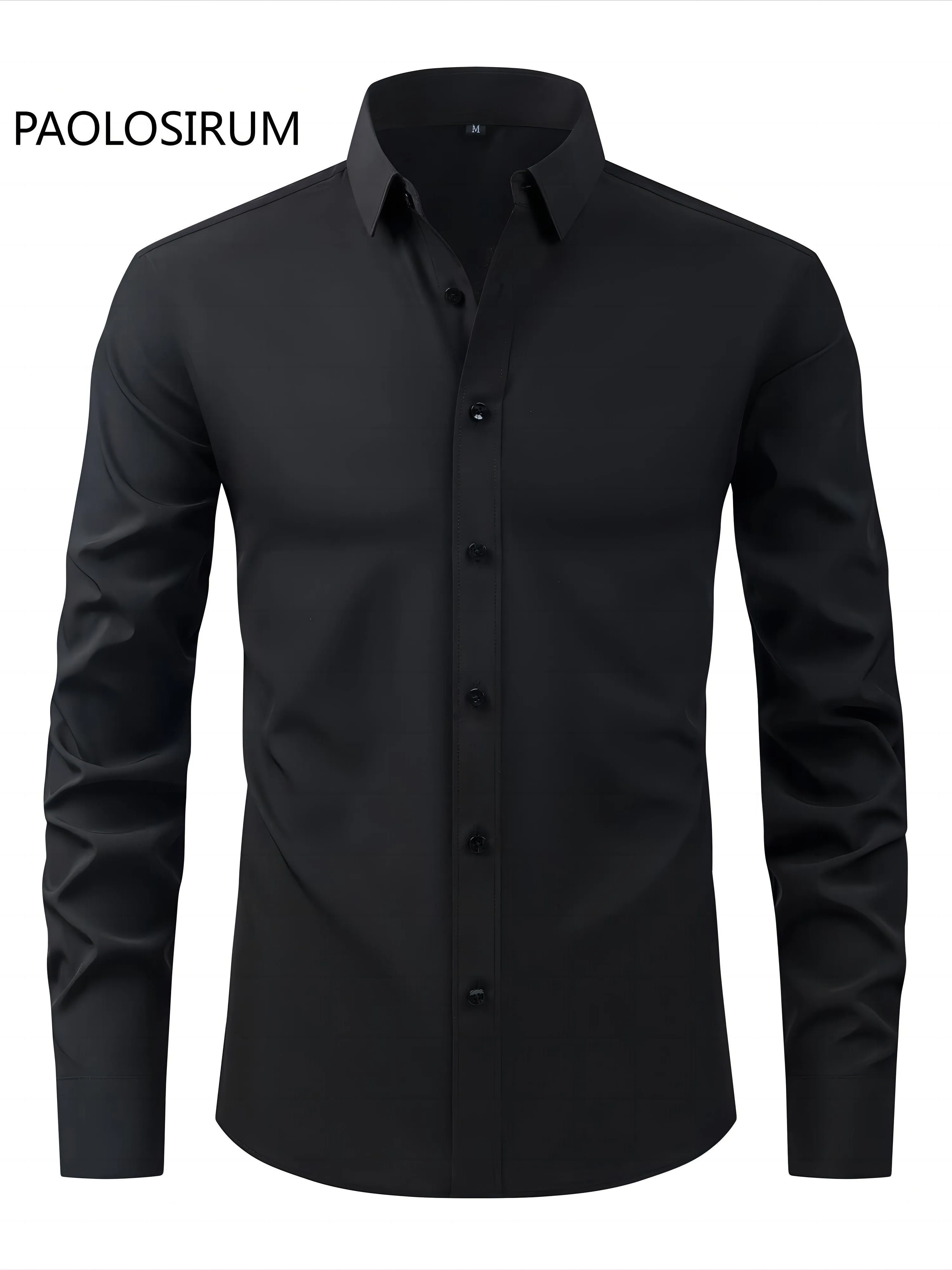 Men's Solid Color Long Sleeve Casual Button Up Shirt