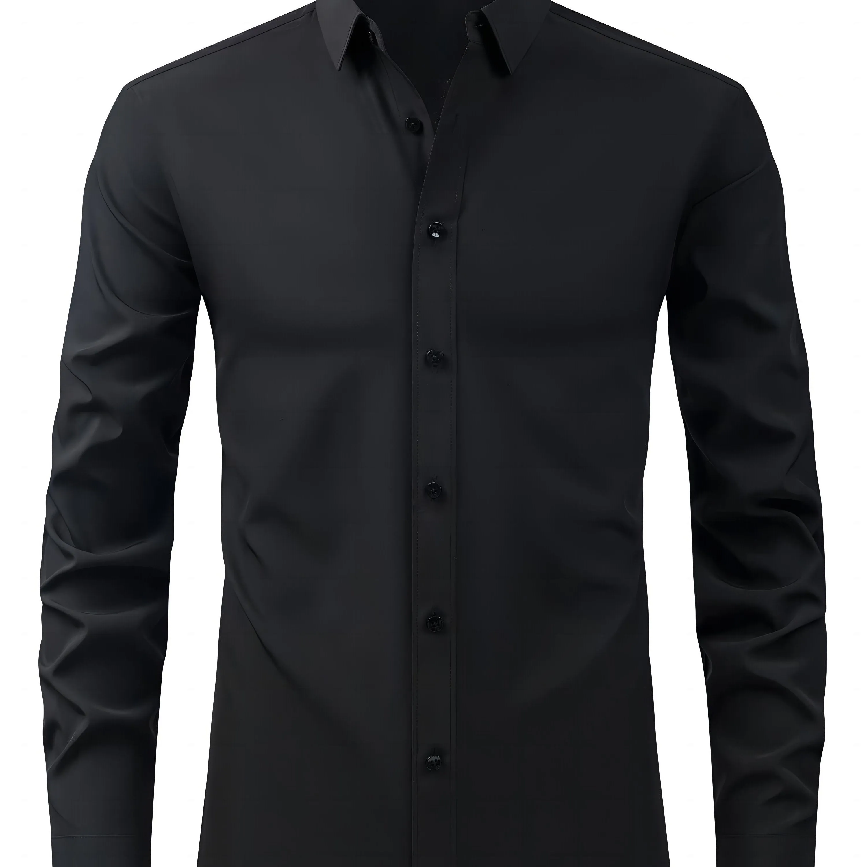 Men's Solid Color Long Sleeve Casual Button Up Shirt