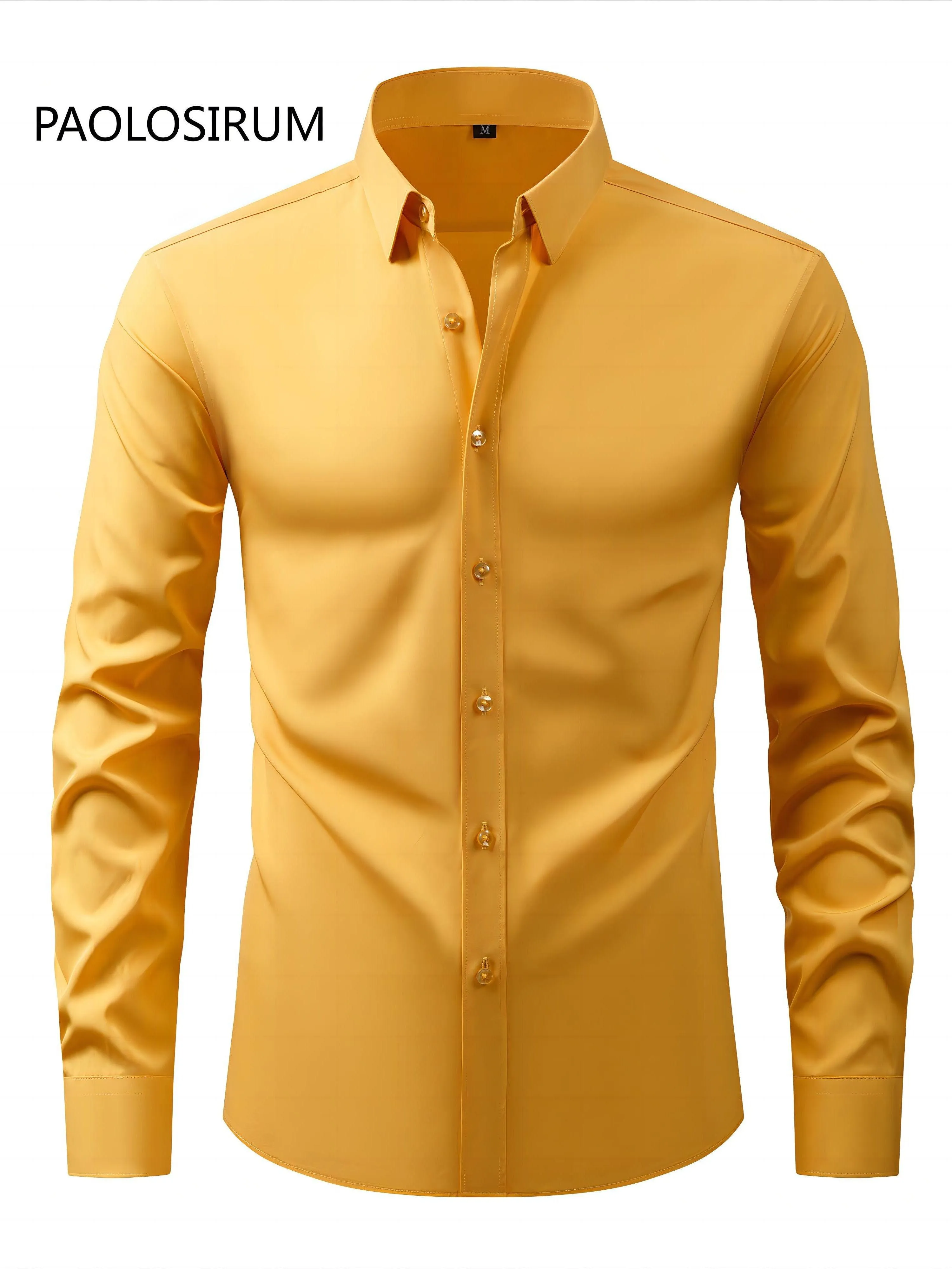 Men's Solid Color Long Sleeve Casual Button Up Shirt