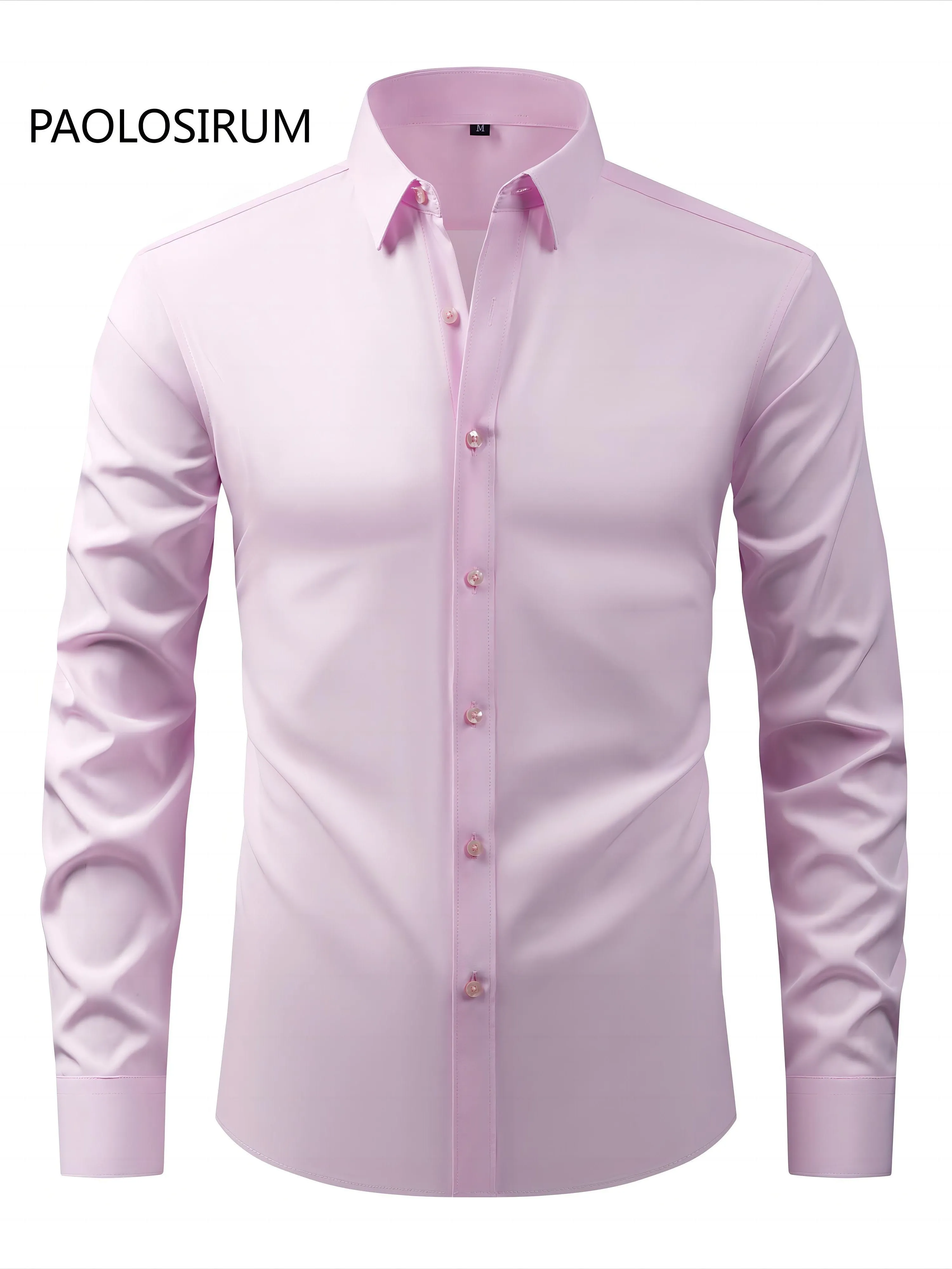 Men's Solid Color Long Sleeve Casual Button Up Shirt