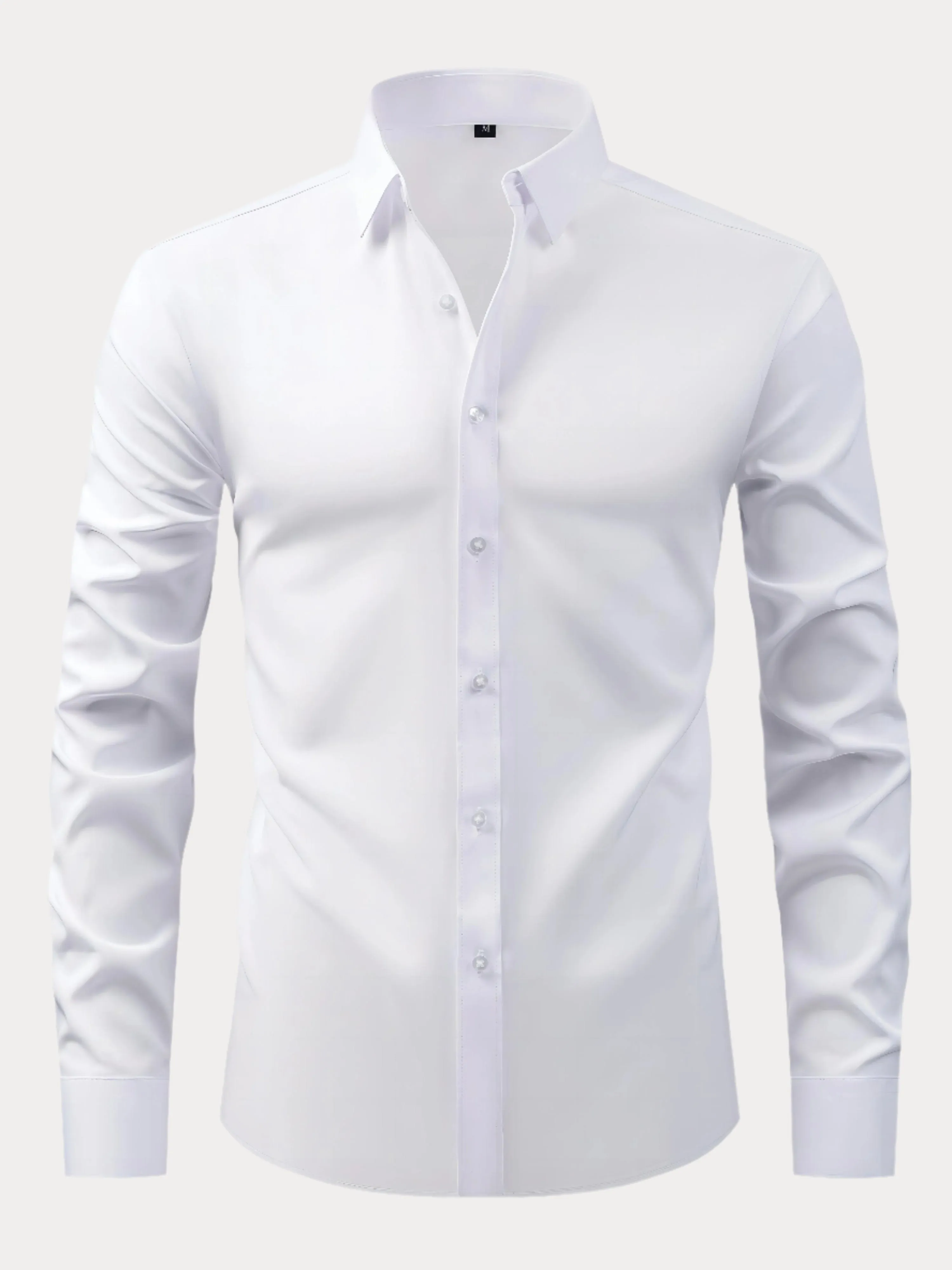 Men's Solid Color Long Sleeve Casual Button Up Shirt