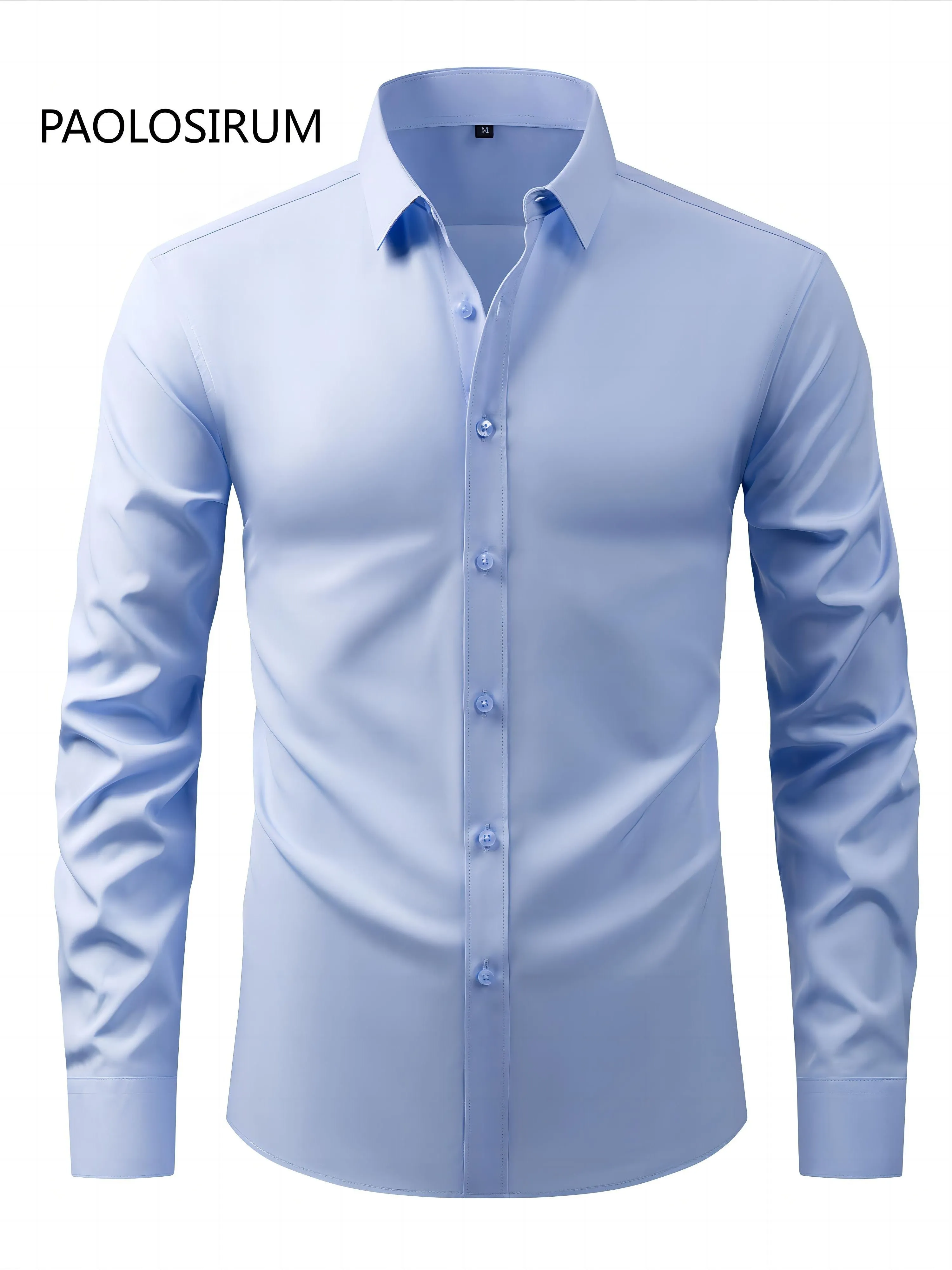 Men's Solid Color Long Sleeve Casual Button Up Shirt