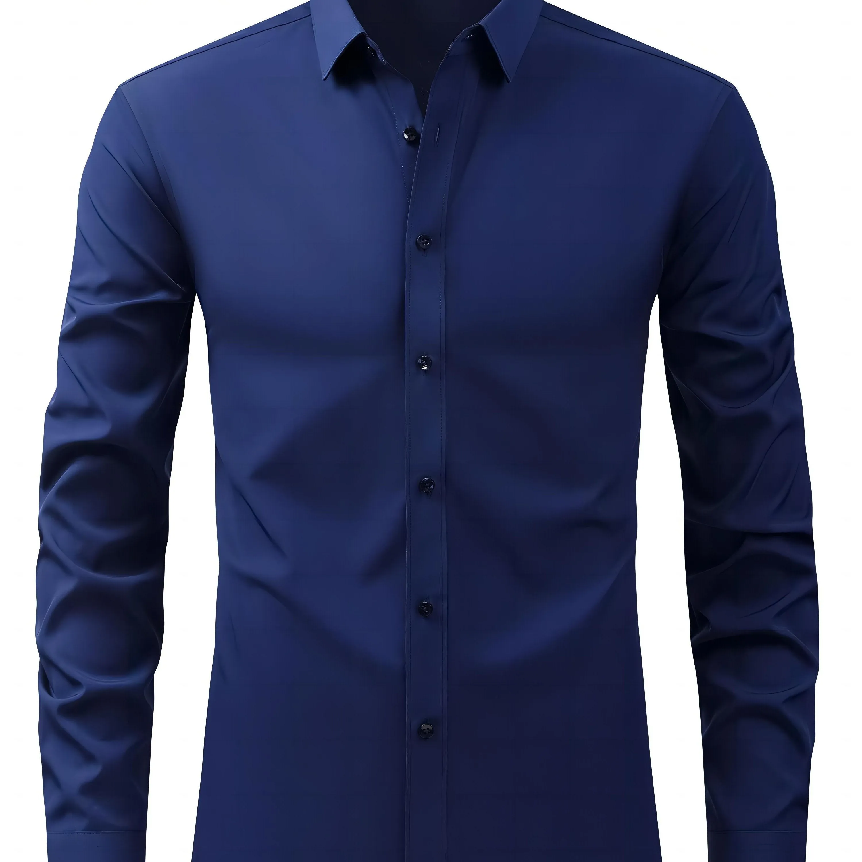Men's Solid Color Long Sleeve Casual Button Up Shirt