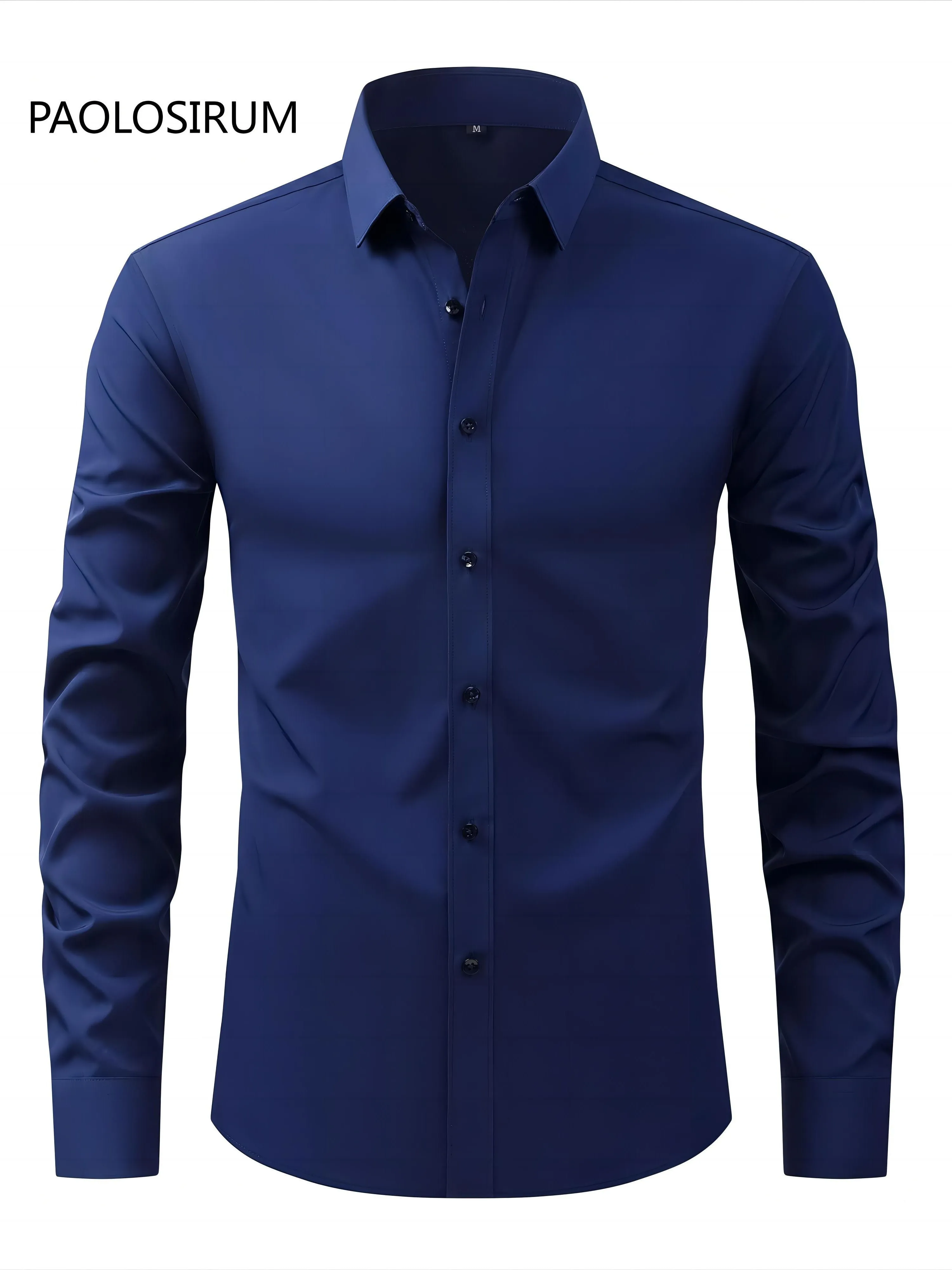 Men's Solid Color Long Sleeve Casual Button Up Shirt