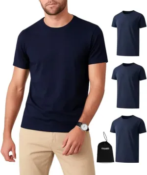 Men's T-Shirts 3 Pack, Short Sleeves Crew Neck Plain Fitted Tees 100% Combed Cotton Multipack Basic T Shirts for Men