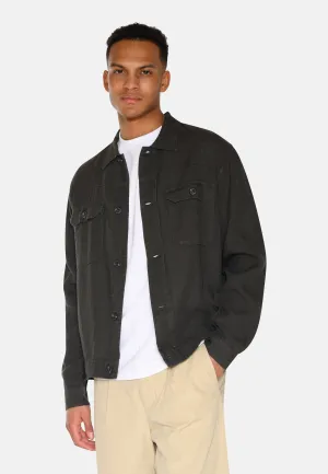 Micah linen overshirt 4115 - Black Ink