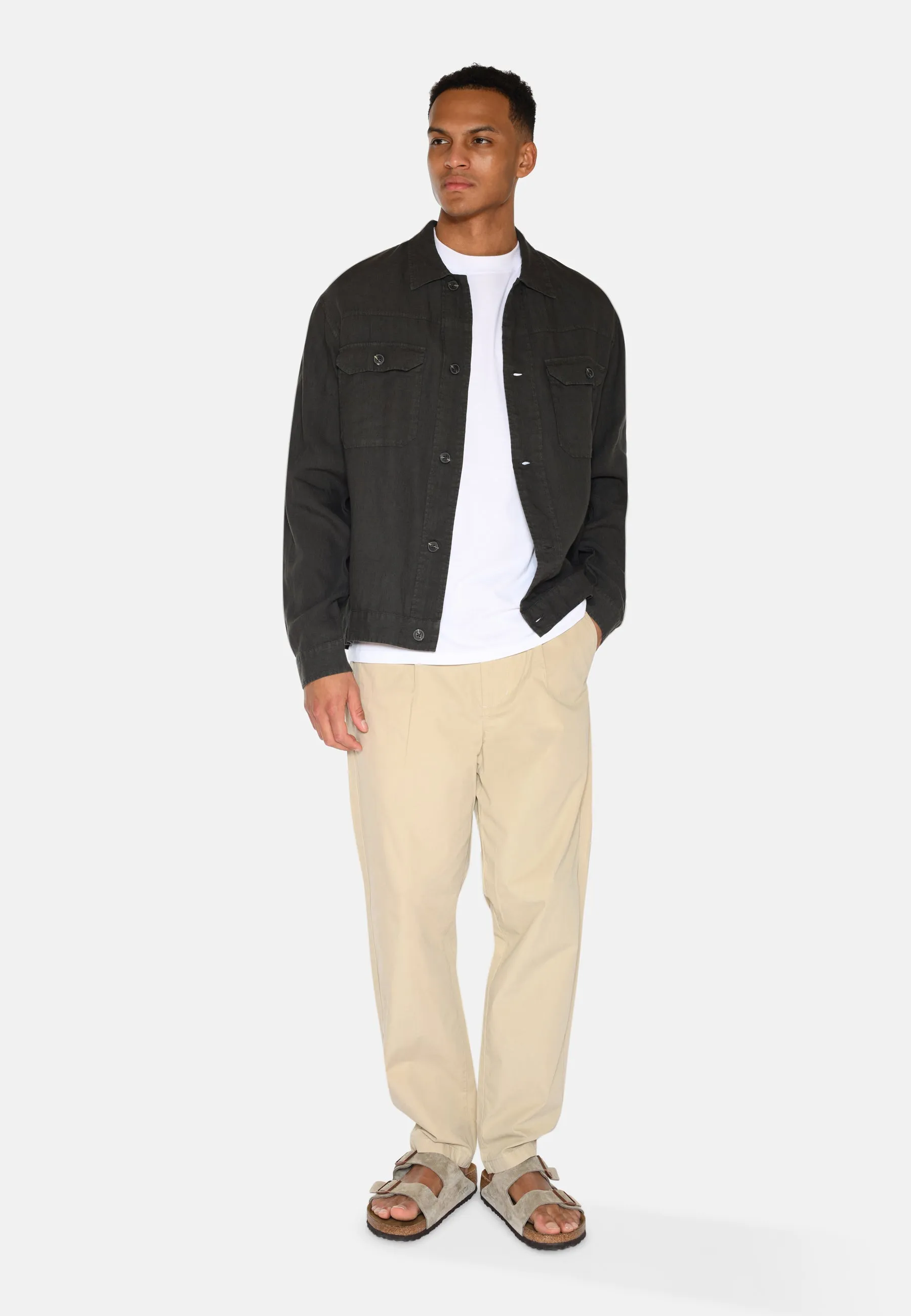 Micah linen overshirt 4115 - Black Ink