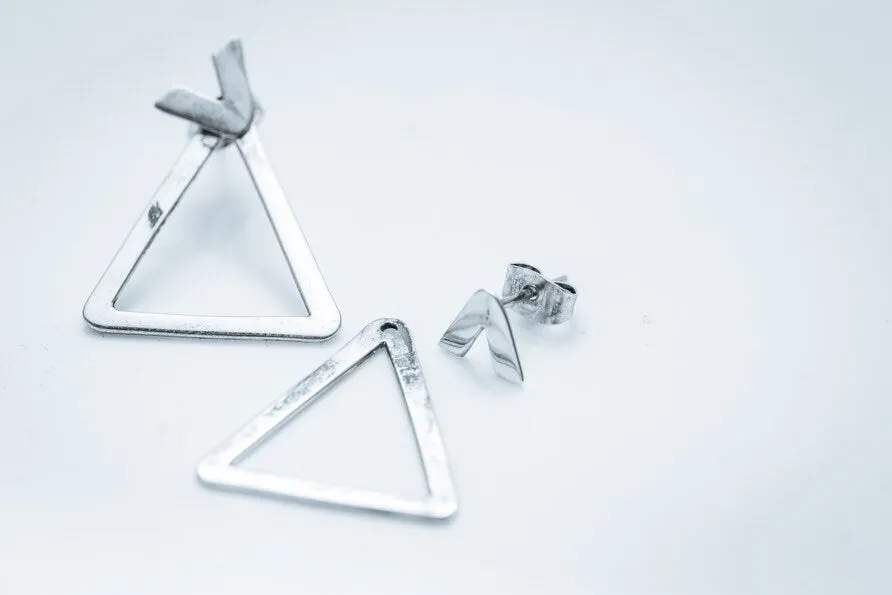 Modern 2 in 1 Earring, geometric jacket post earrings, Artsy gift for her