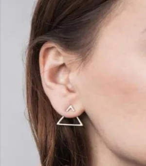 Modern 2 in 1 Earring, geometric jacket post earrings, Artsy gift for her