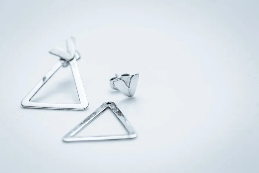Modern 2 in 1 Earring, geometric jacket post earrings, Artsy gift for her