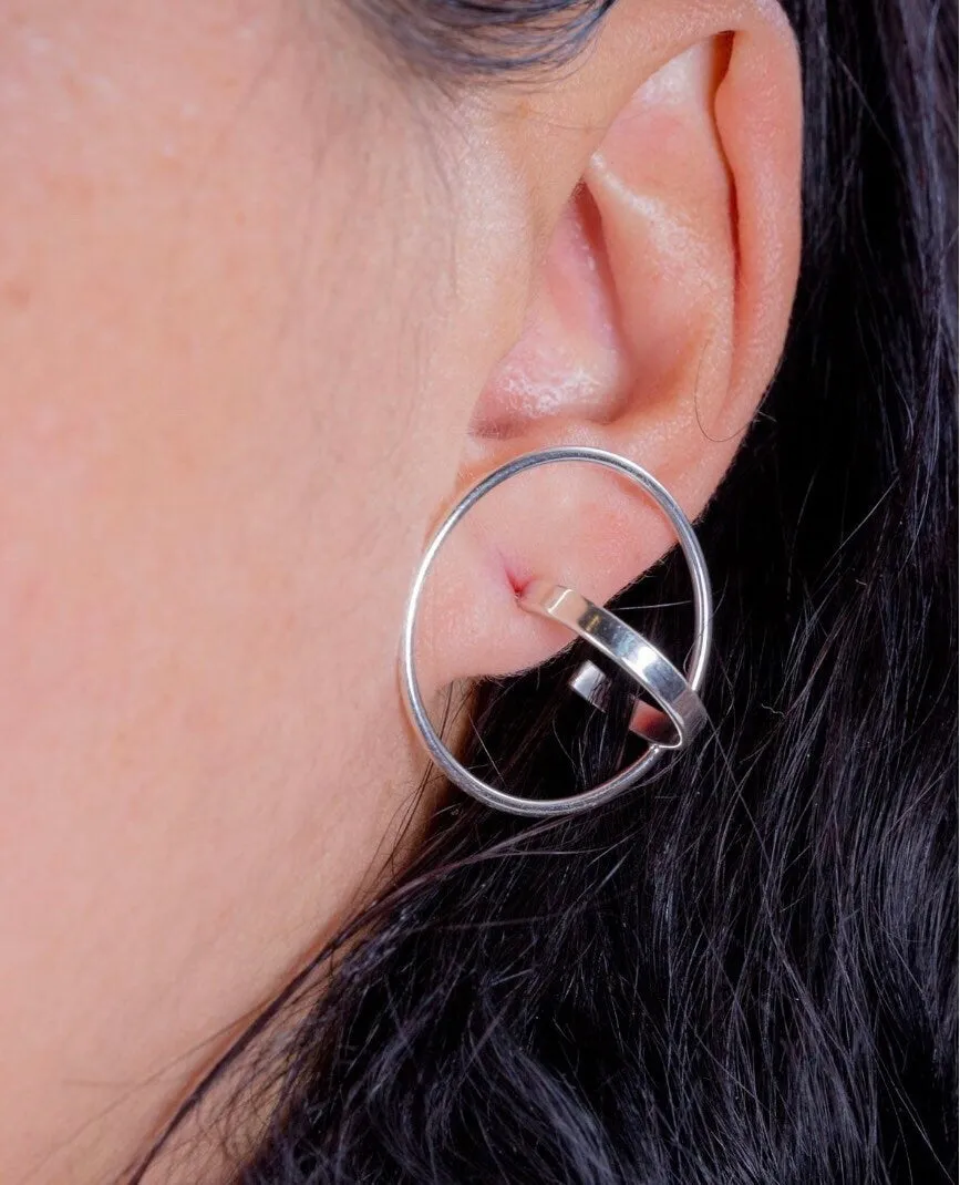 Modern 2 in 1 Earring, geometric jacket post earrings, Artsy gift for her