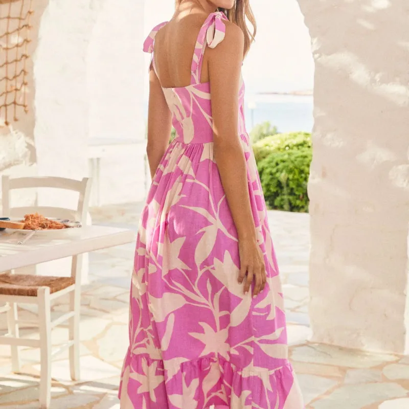 New Spring/Summer Printed Tie-Strap Dress